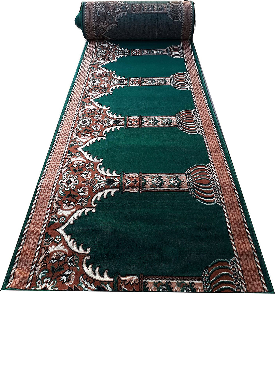 F & B RUGS Green Floral Printed Carpets