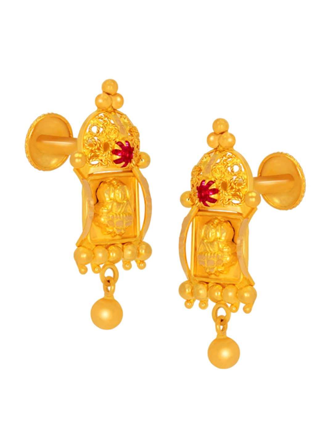 BHIMA Jewels 22K Hallmark 916 Purity Yellow Gold Lakshmi Stud