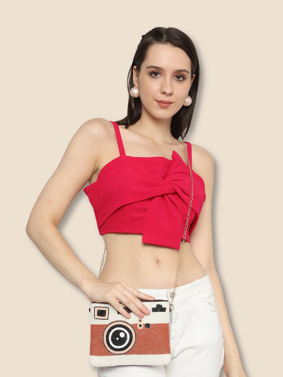 MARKQUES Textured Structured Beaded Insta Camera Sling Bag