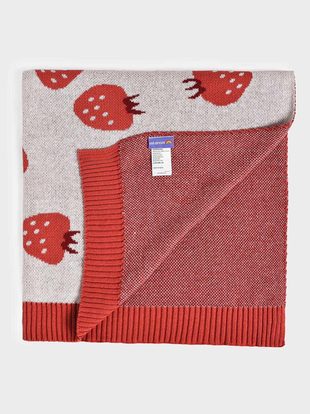 MiArcus 100% Cotton Fruits Print Ultra-Soft Knitted Blanket, 90x70 CM - Pink