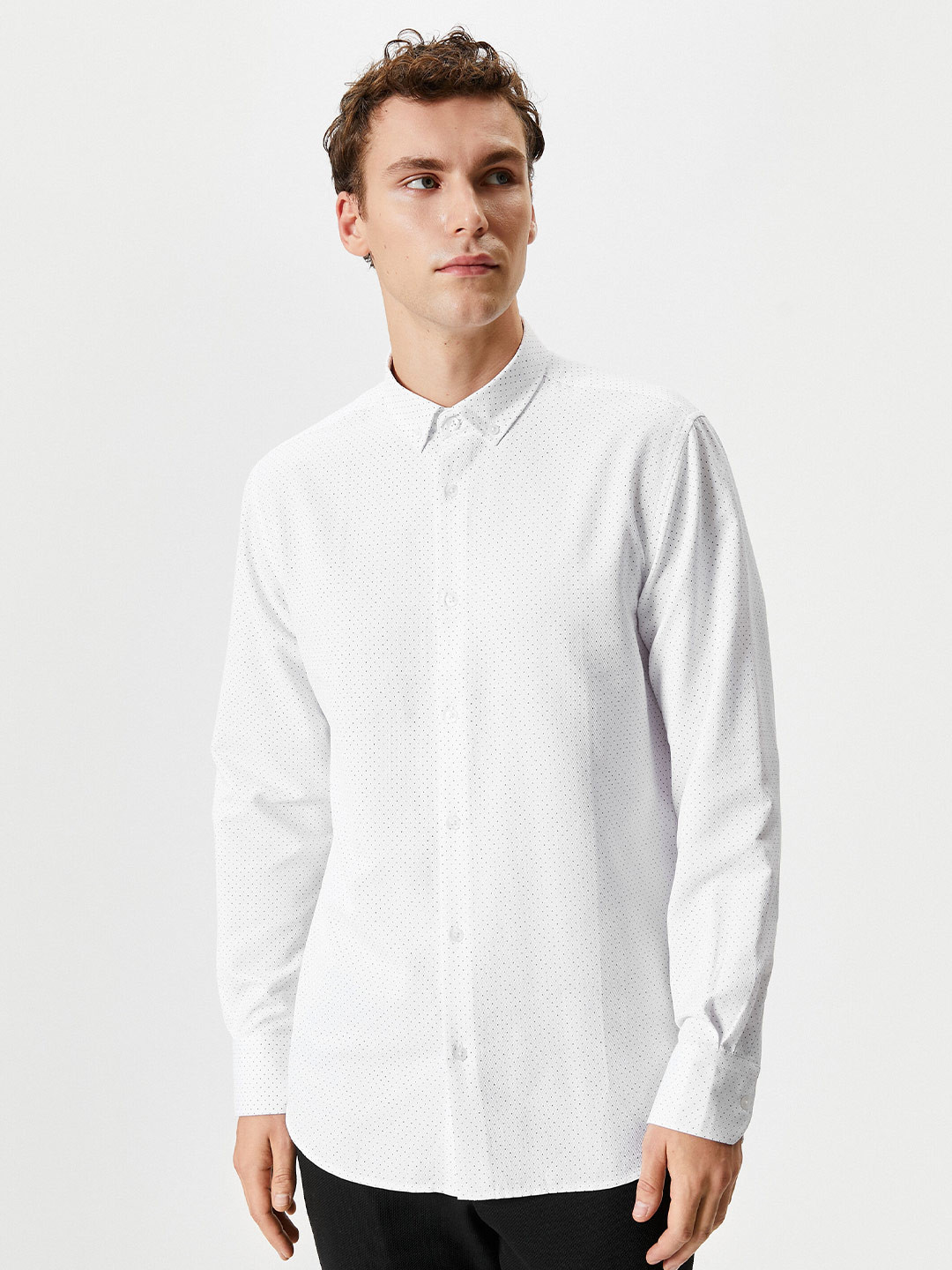 Koton Micro Ditsy Printed Button-Down Collar Long Sleeves Cotton Casual Shirt