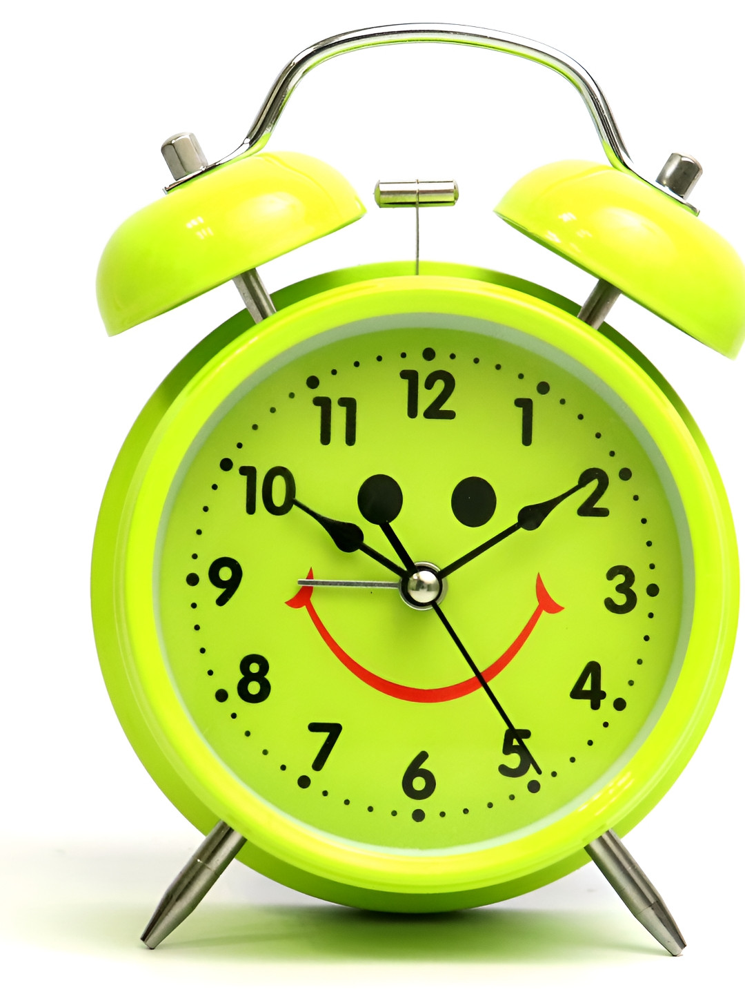 Sigaram Fluorescent Green Plastic Round Battery Analogue Alarm Clock-10.2cm