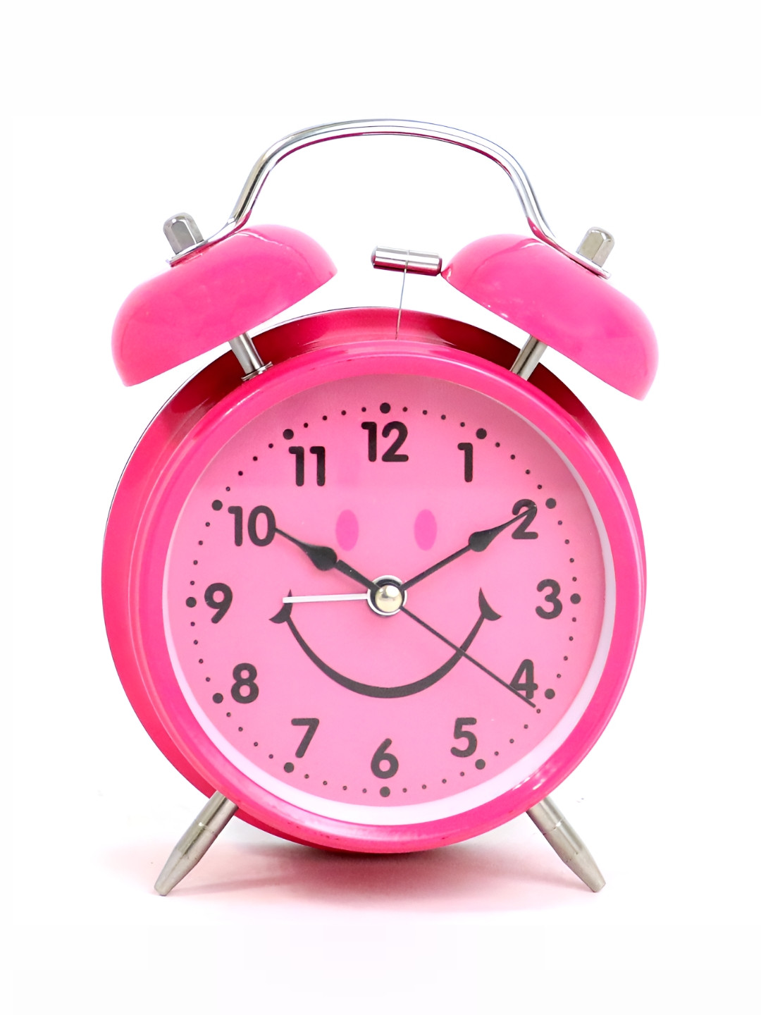 Sigaram Pink Plastic Round Battery Analogue Alarm Clock-10.2cm