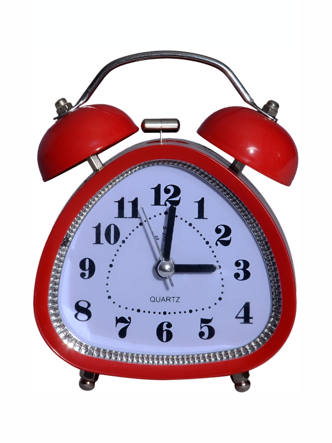 Sigaram Red & White Printed Triangle Shaped Analogue Alarm Clock
