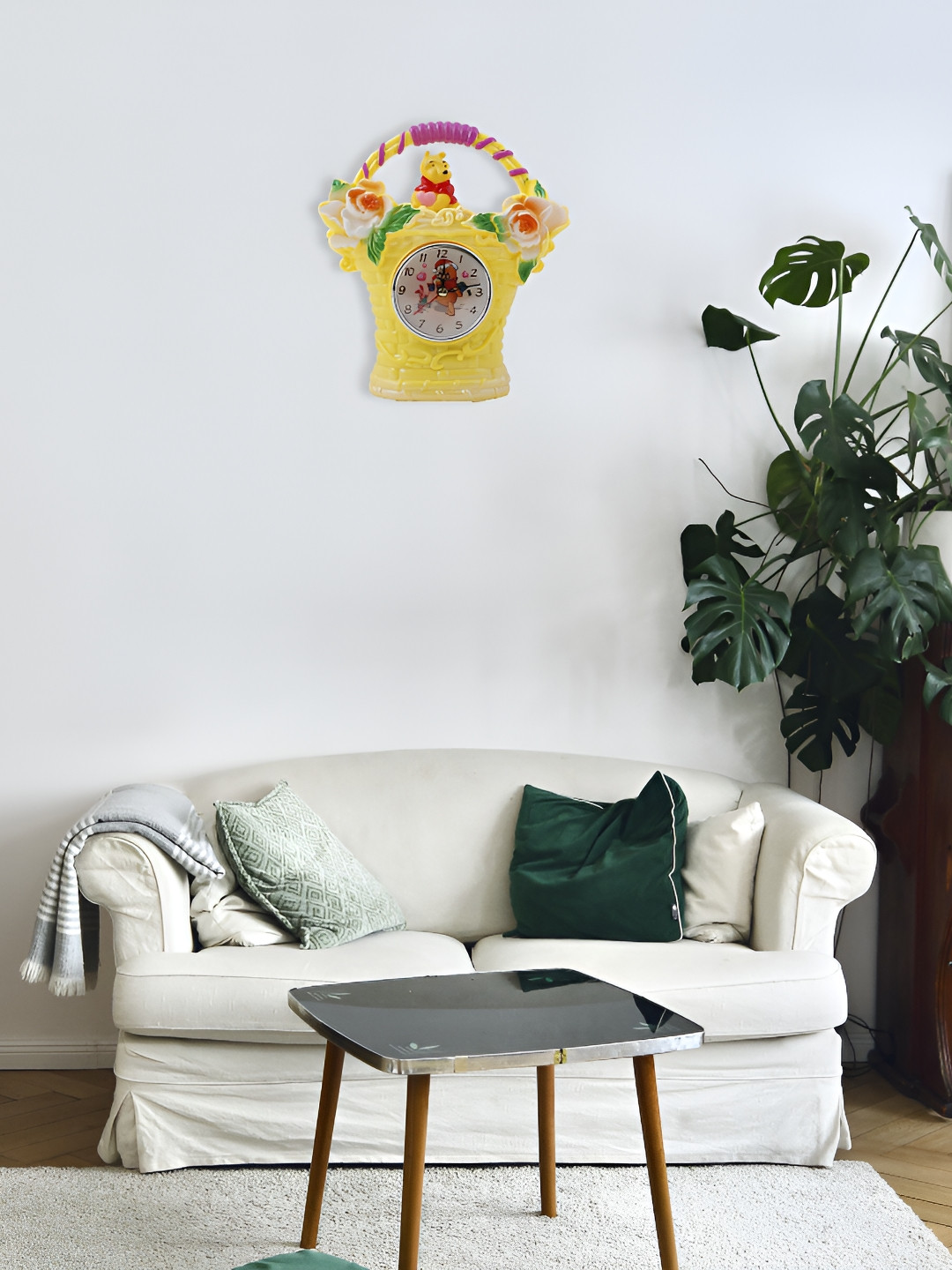 Sigaram Yellow Plastic Large Display Abstract Battery Analogue Wall Clock