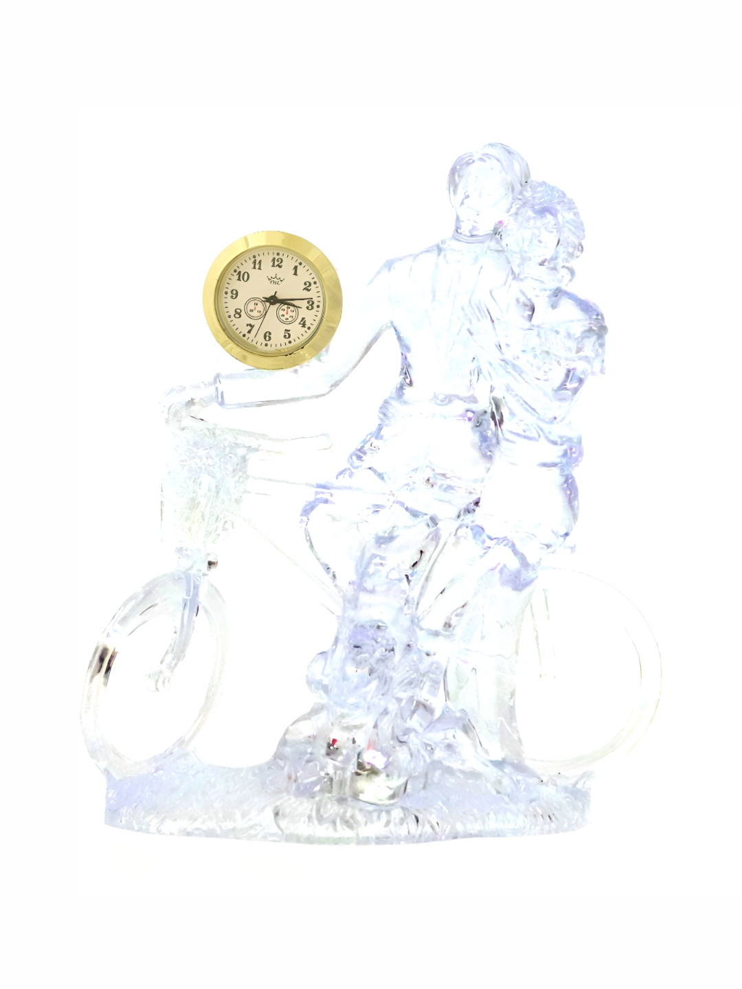 Sigaram Transparent & Gold-Toned Textured Abstract Shaped Contemporary Table Clock