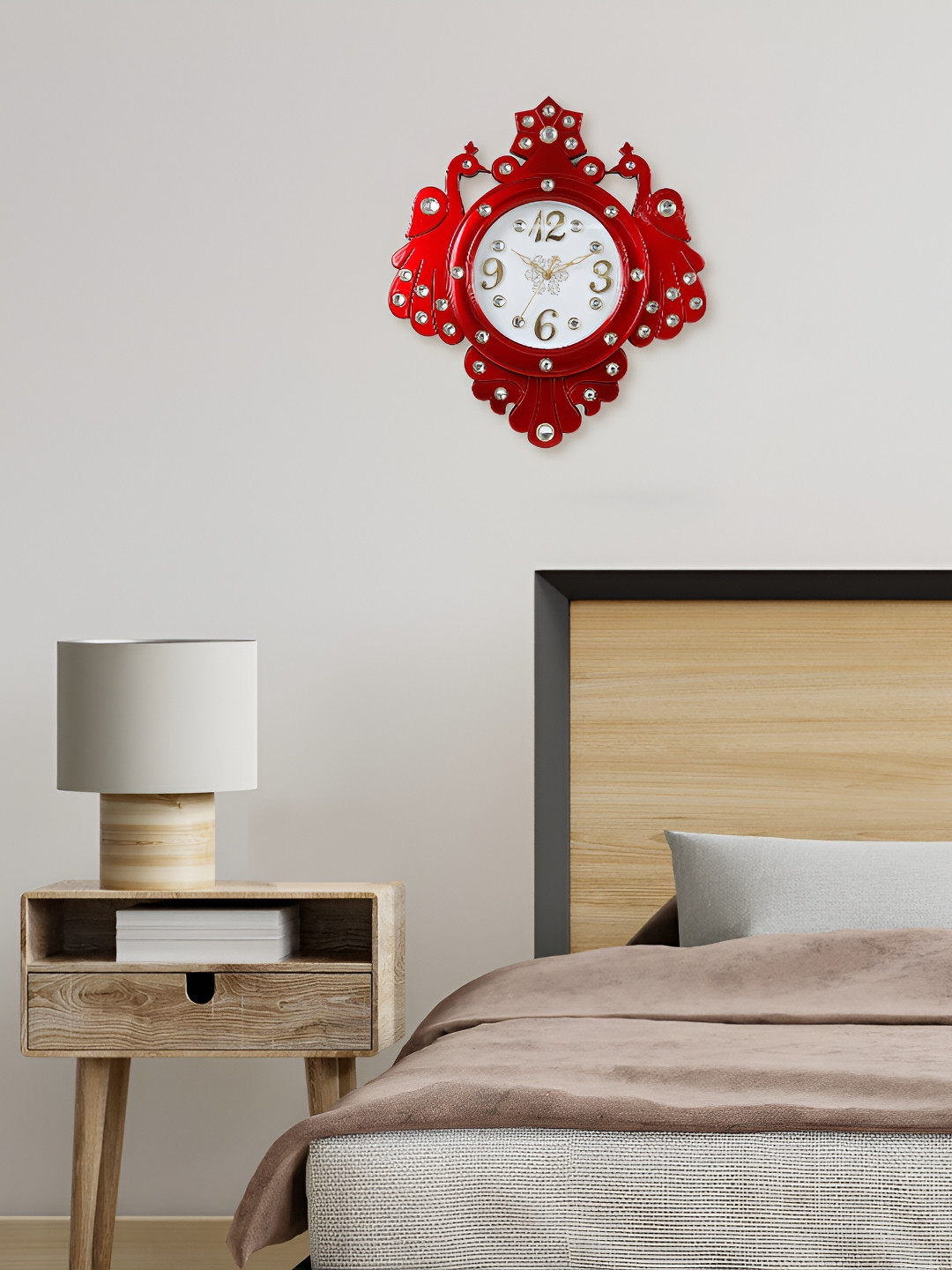 Sigaram Red & White Textured Abstract Shaped Contemporary Wall Clock