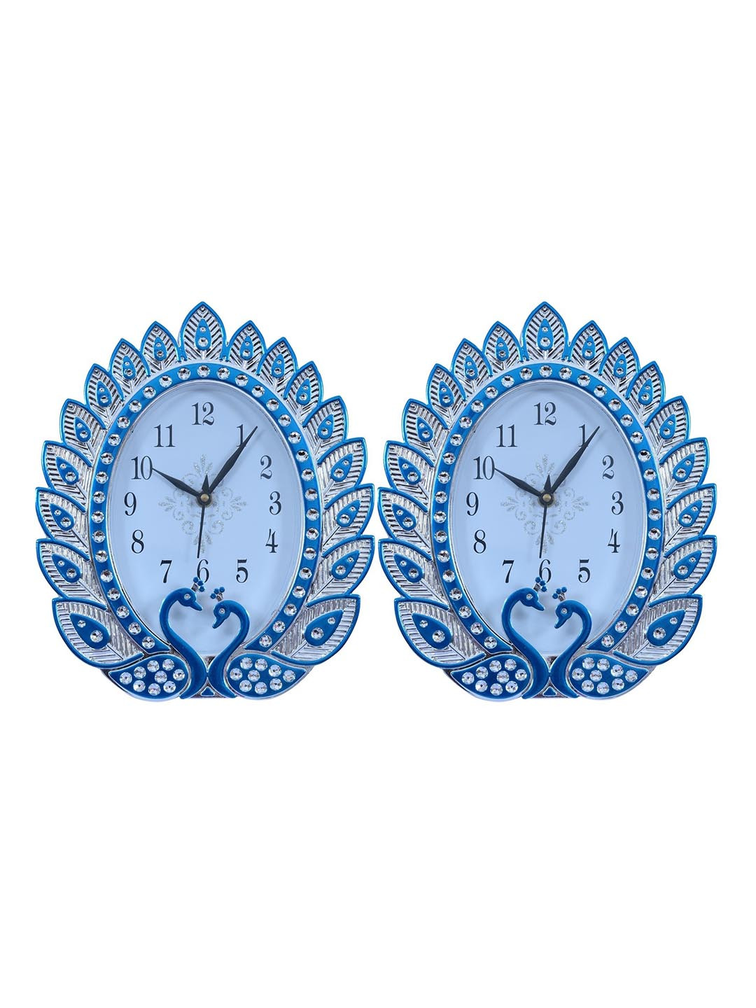 Sigaram Blue Plastic Large Display Battery Analogue Peacock Wall Clock