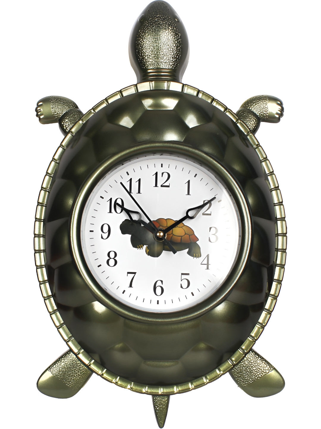 Sigaram Green & White Textured Animal Shaped Contemporary Wall Clock