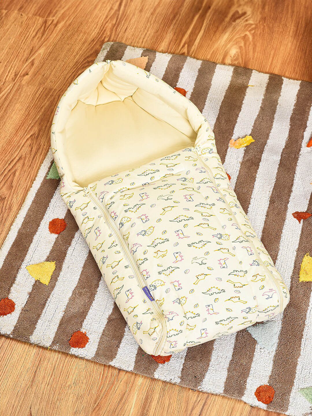 MiArcus Printed Soft Baby Sleeping Bag Carry Nest, 80x38x8 cm - Cream