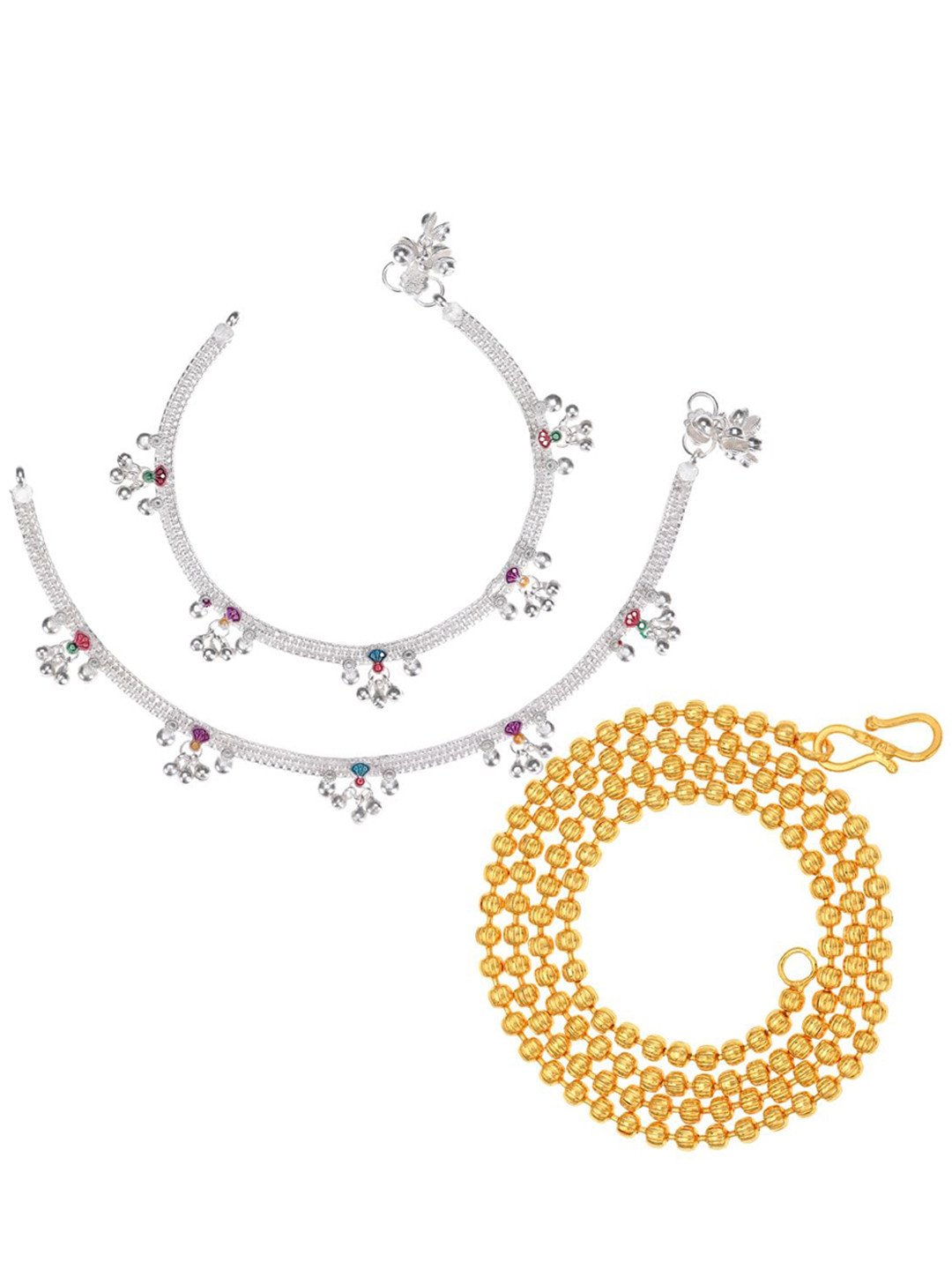 AanyaCentric Gold-Plated Chain With Silver-Plated Anklets