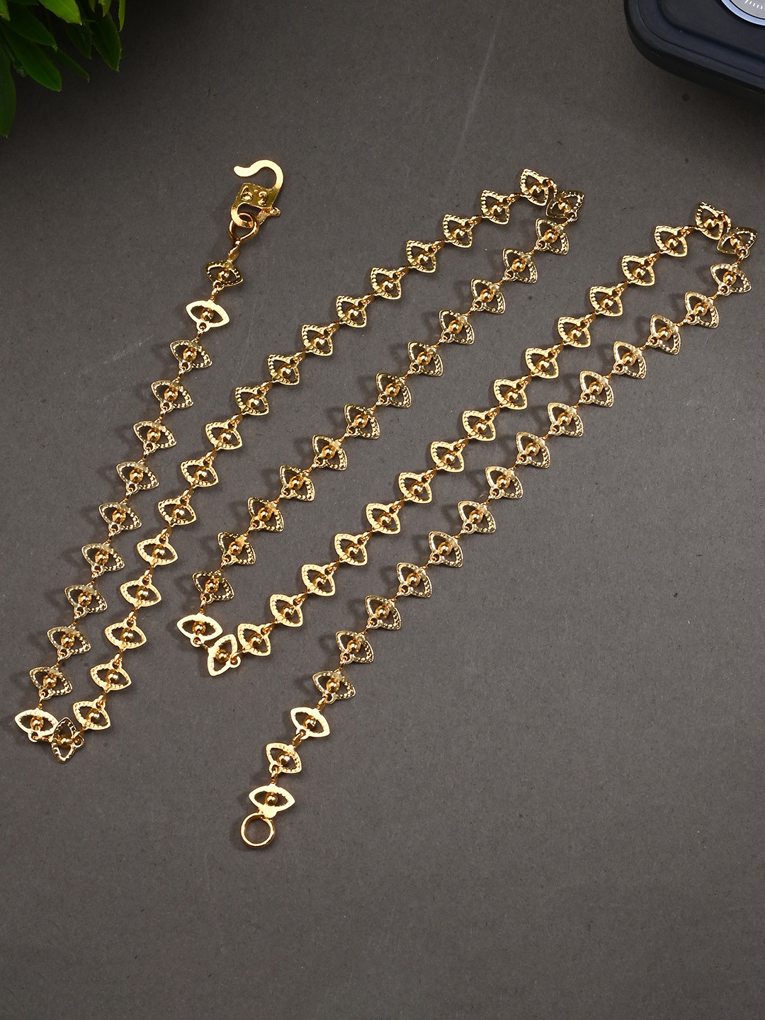 AanyaCentric Gold-Plated Evil Eye Chain & Silver-Plated Anklets Jewellery Set