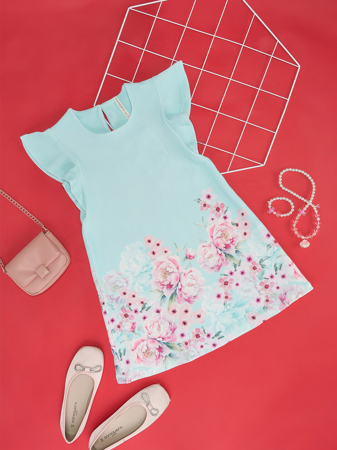 Pantaloons Junior Kids Girls Floral Printed Flutter Sleeves A Line Dress