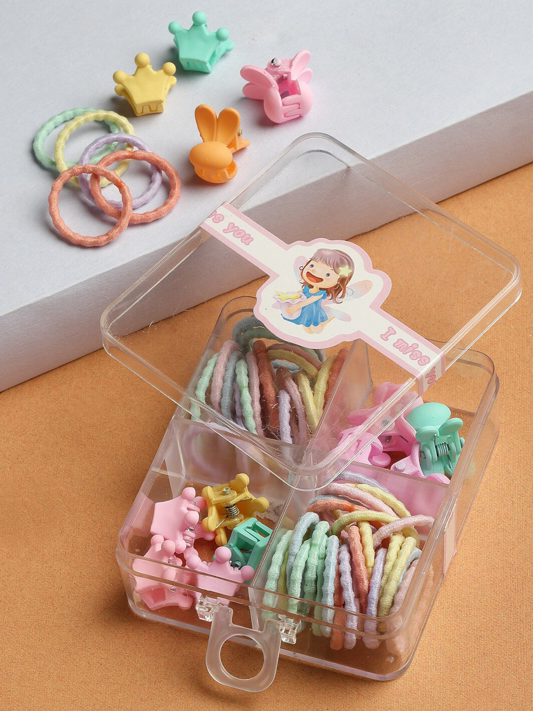 Stoln Girls Accessory Set of 56 Hair Clips and Rubber bands