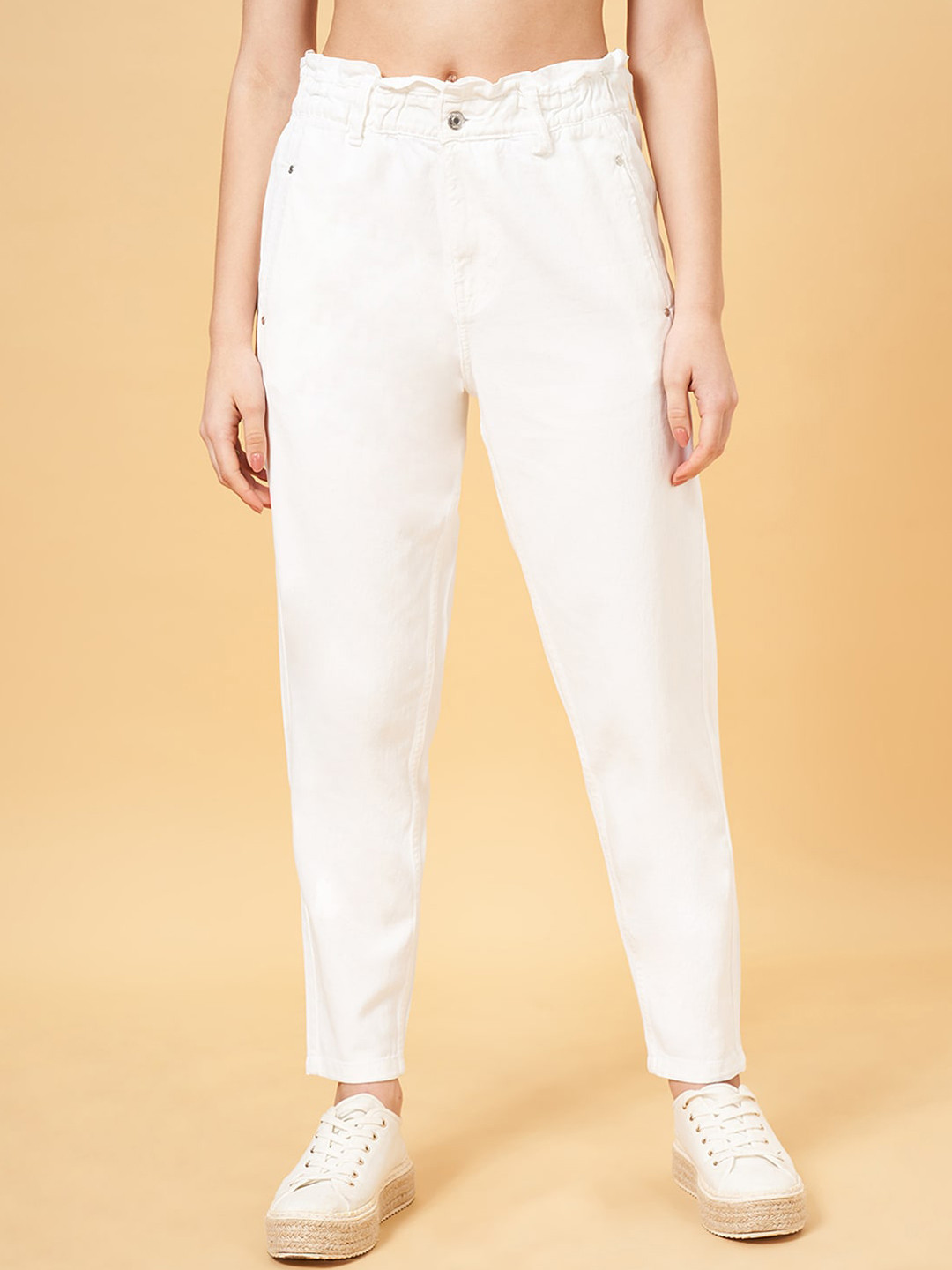 People Women Clean Look Mid Rise Regular Fit Cotton Jeans