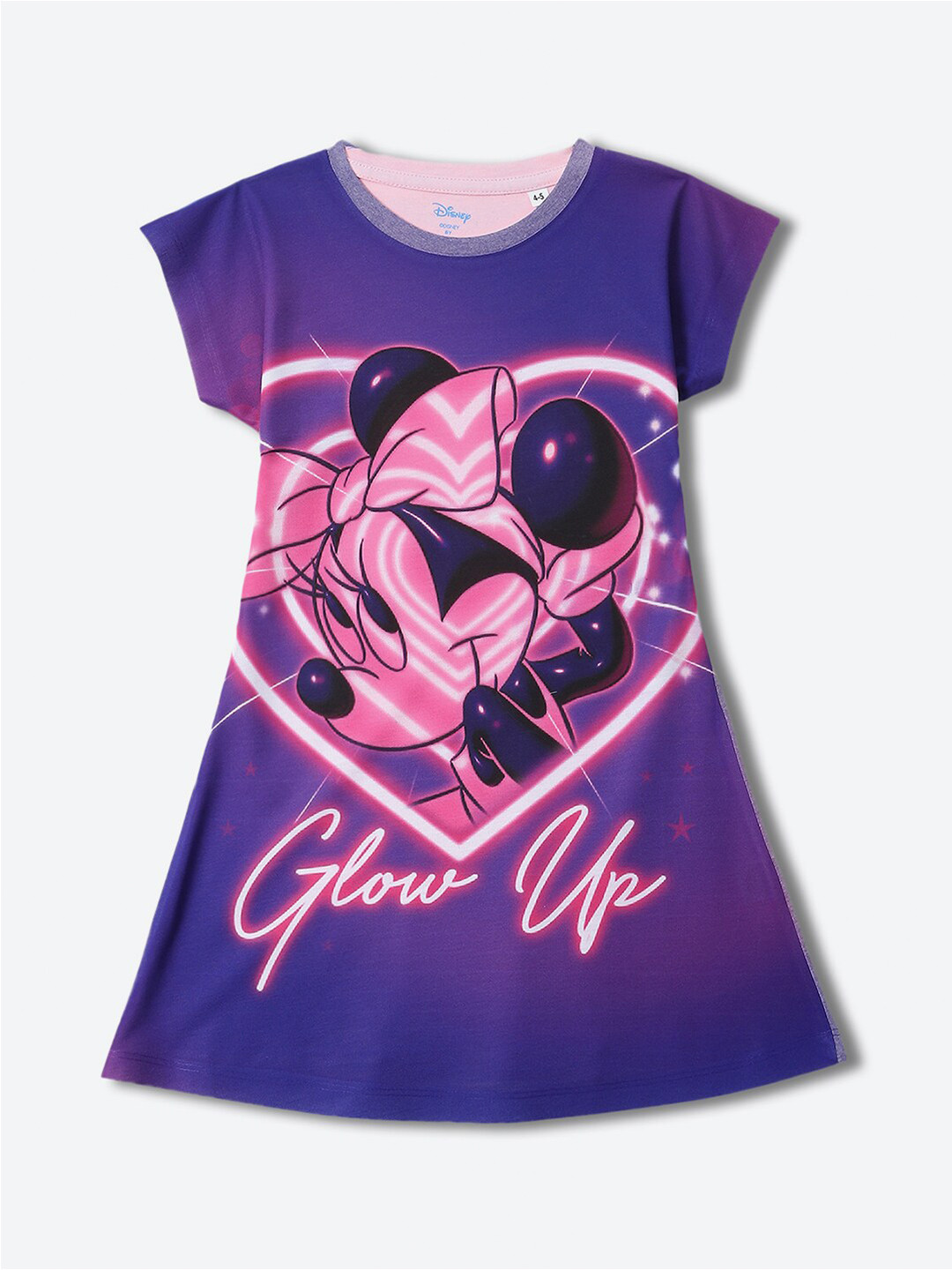 YK Disney Girls Printed Round Neck Short Sleeves A-Line Dress