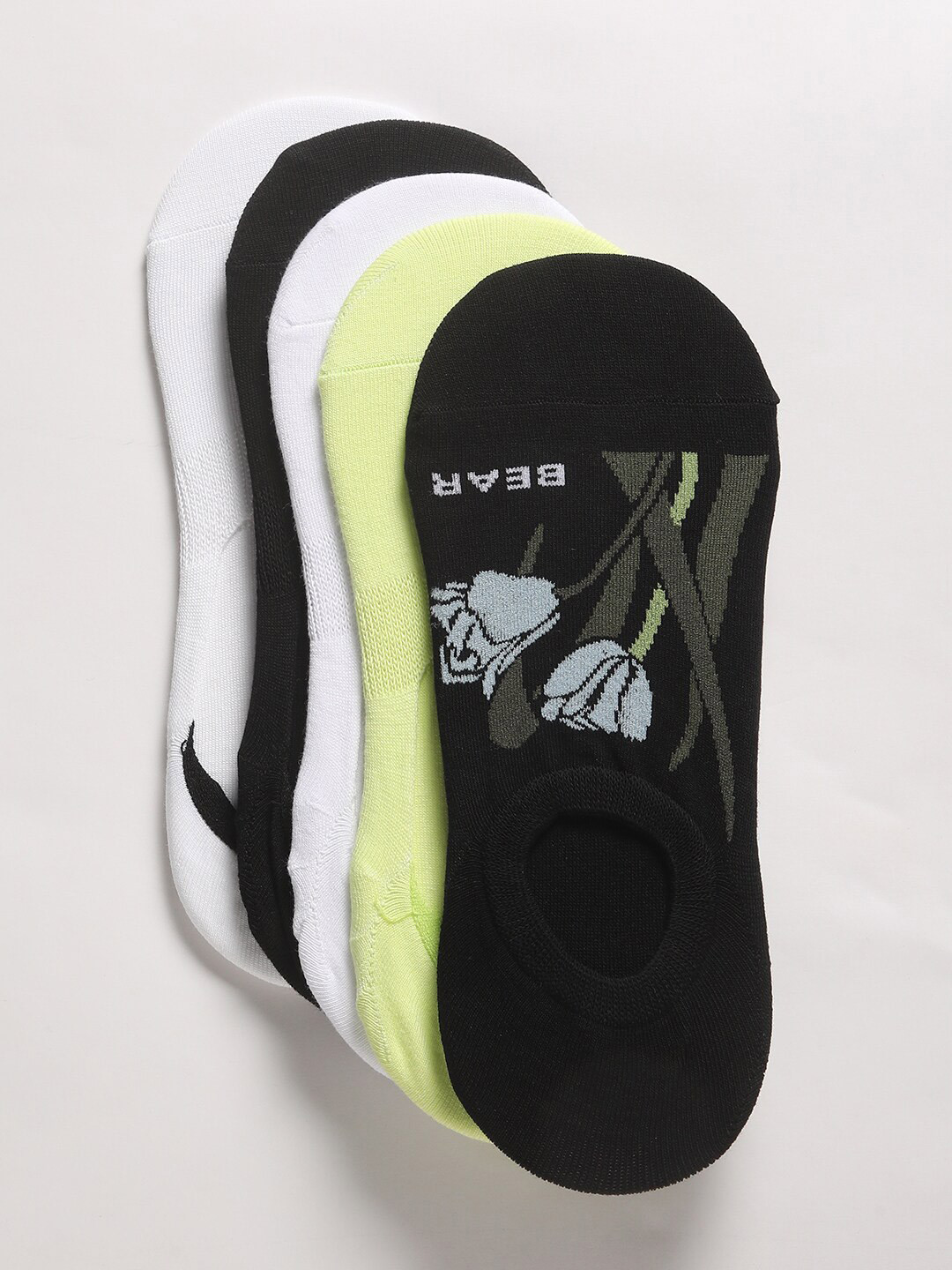 THE BEAR HOUSE Men Pack Of 5 Assorted Patterned Cotton Shoe Liners