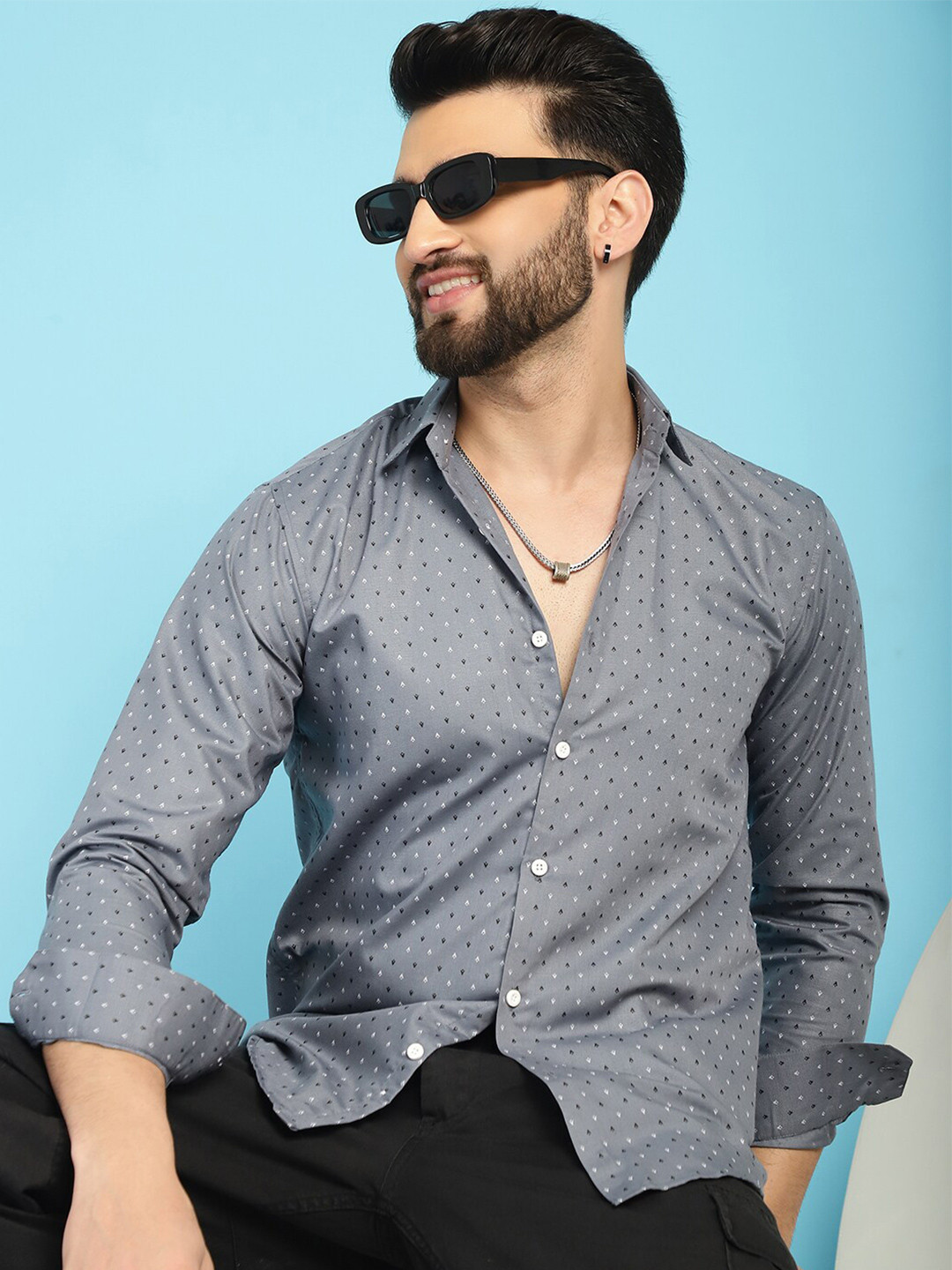 Indian Needle Classic Micro Ditsy Printed Casual Pure Cotton Shirt