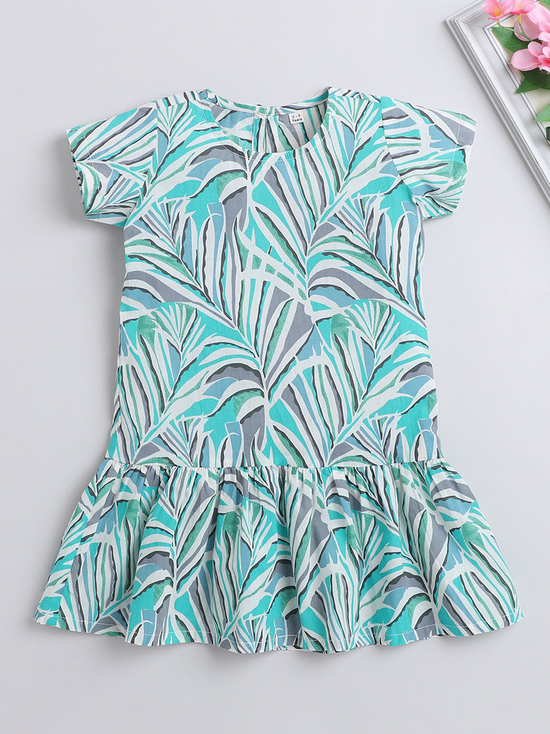 The Magic Wand Girls Tropical Printed Cotton Drop-Waist Dress