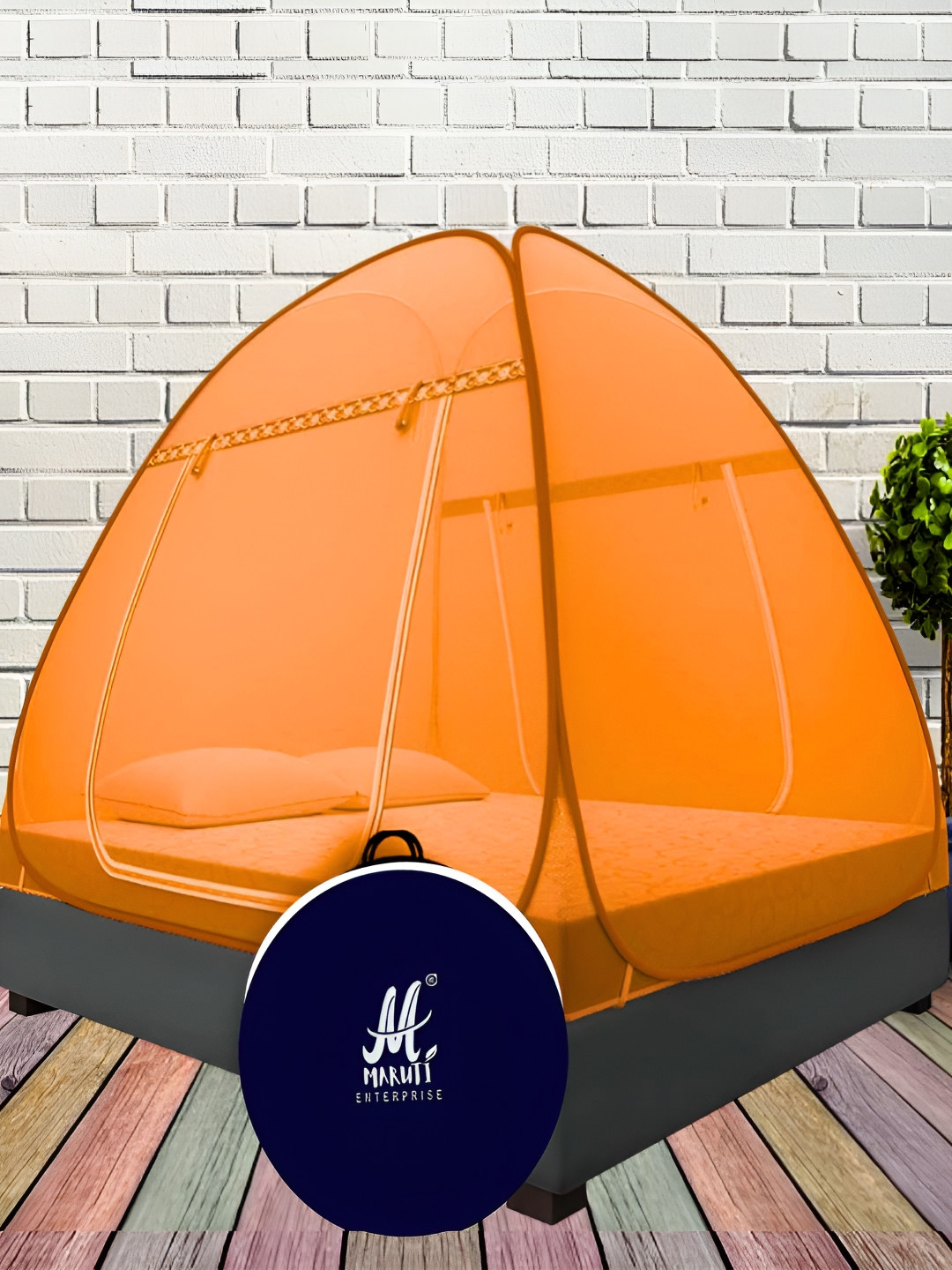 MARUTI ENTERPRISE Orange & Black King Size Tent Mosquito Net