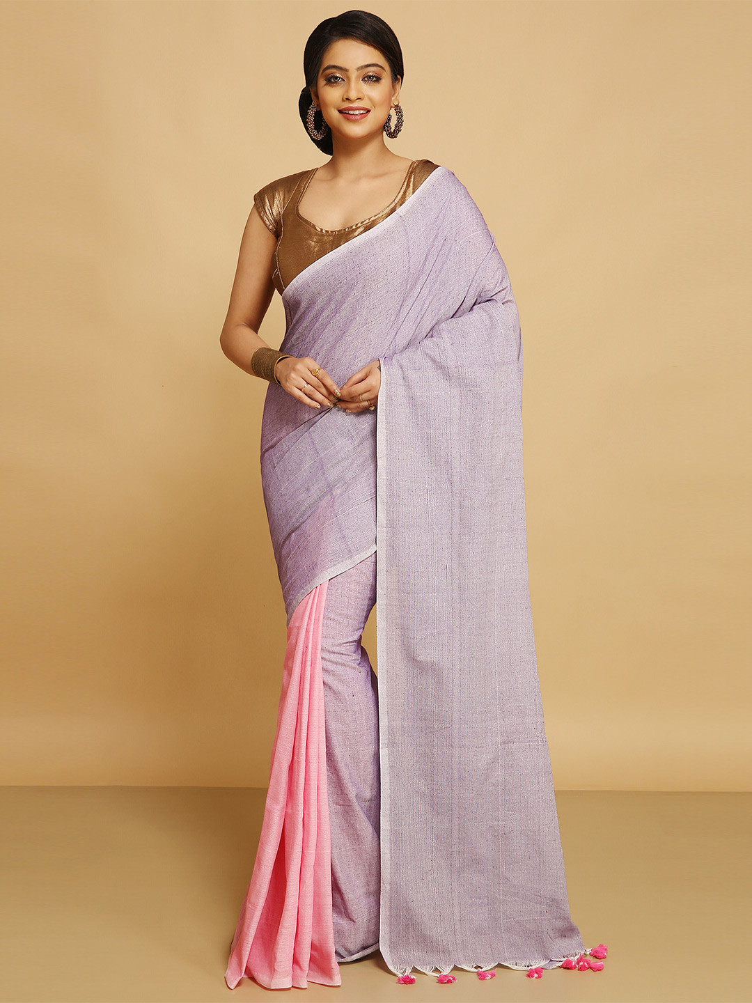 BENGAL HANDLOOM Half and Half Saree