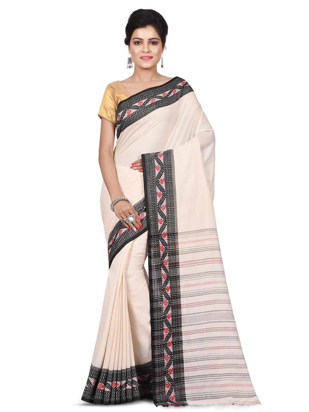 BENGAL HANDLOOM Woven Design Border Saree