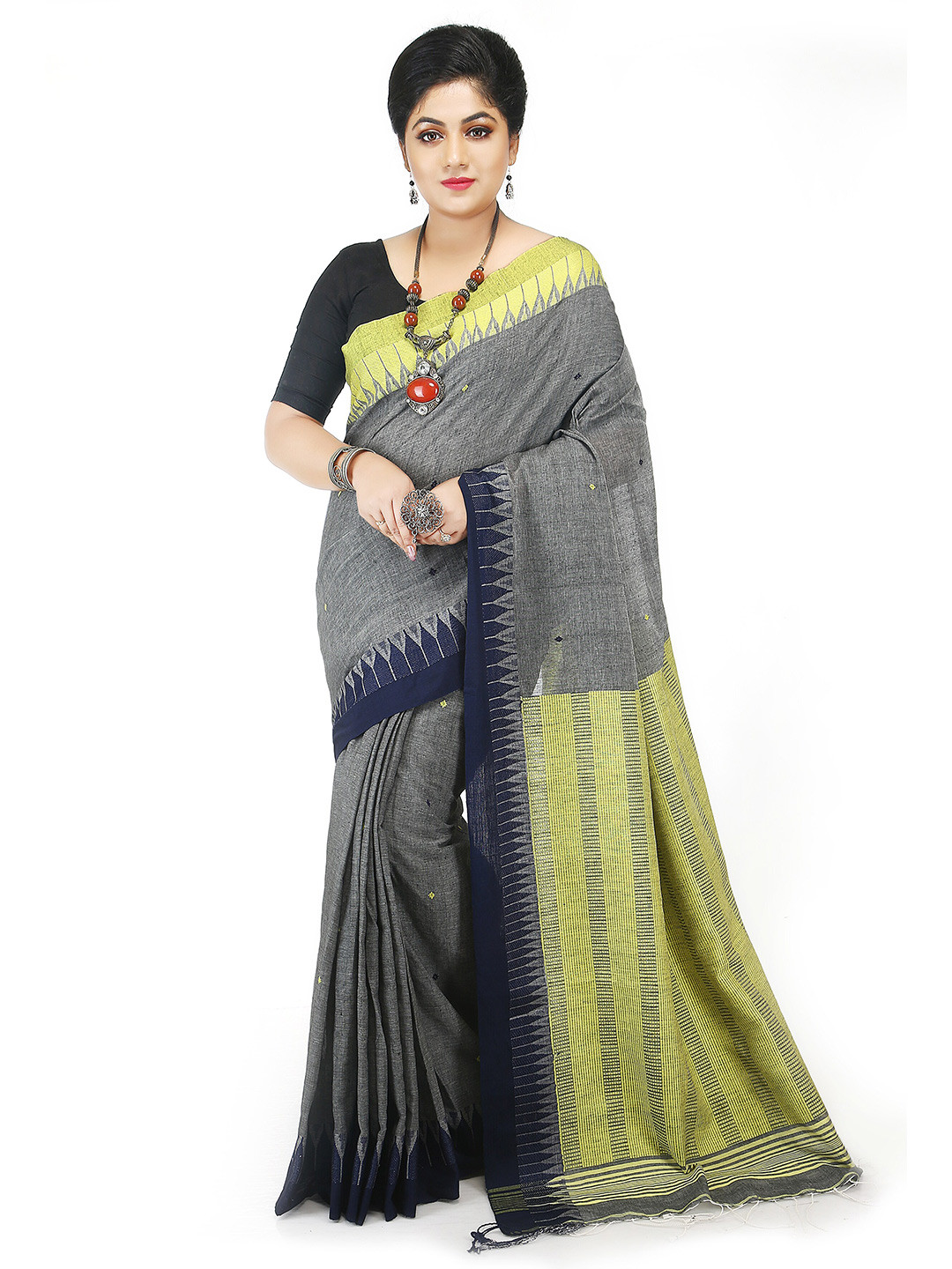 BENGAL HANDLOOM Pure Cotton Taant Saree