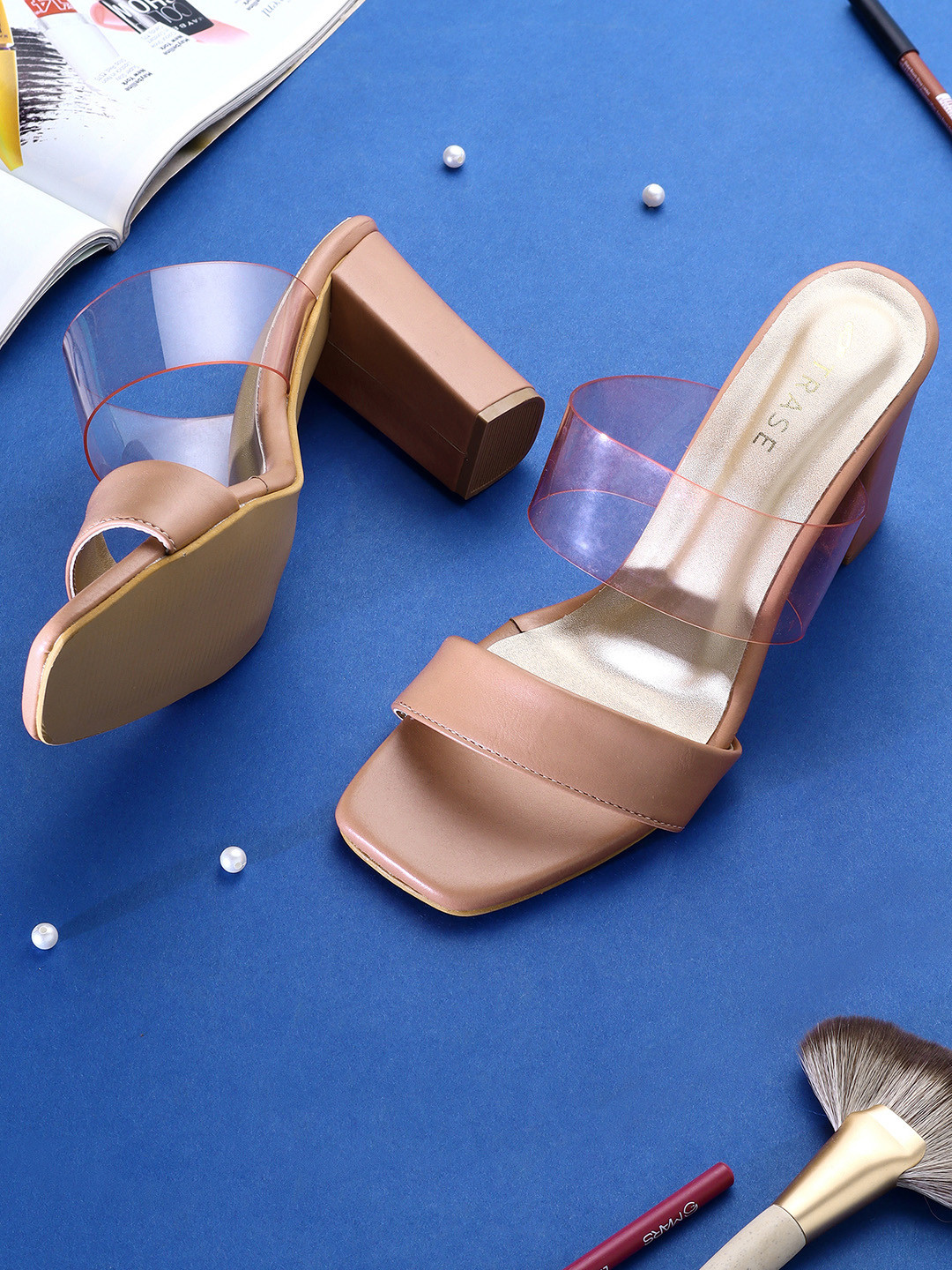 TRASE Transparent Open Toe Block Heel Sandals