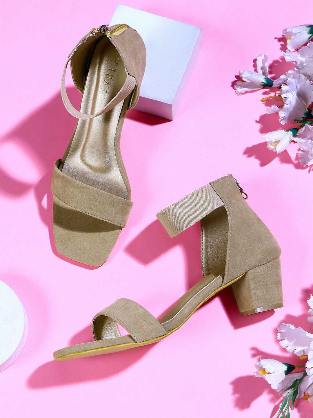 TRASE Open Toe Block Heels