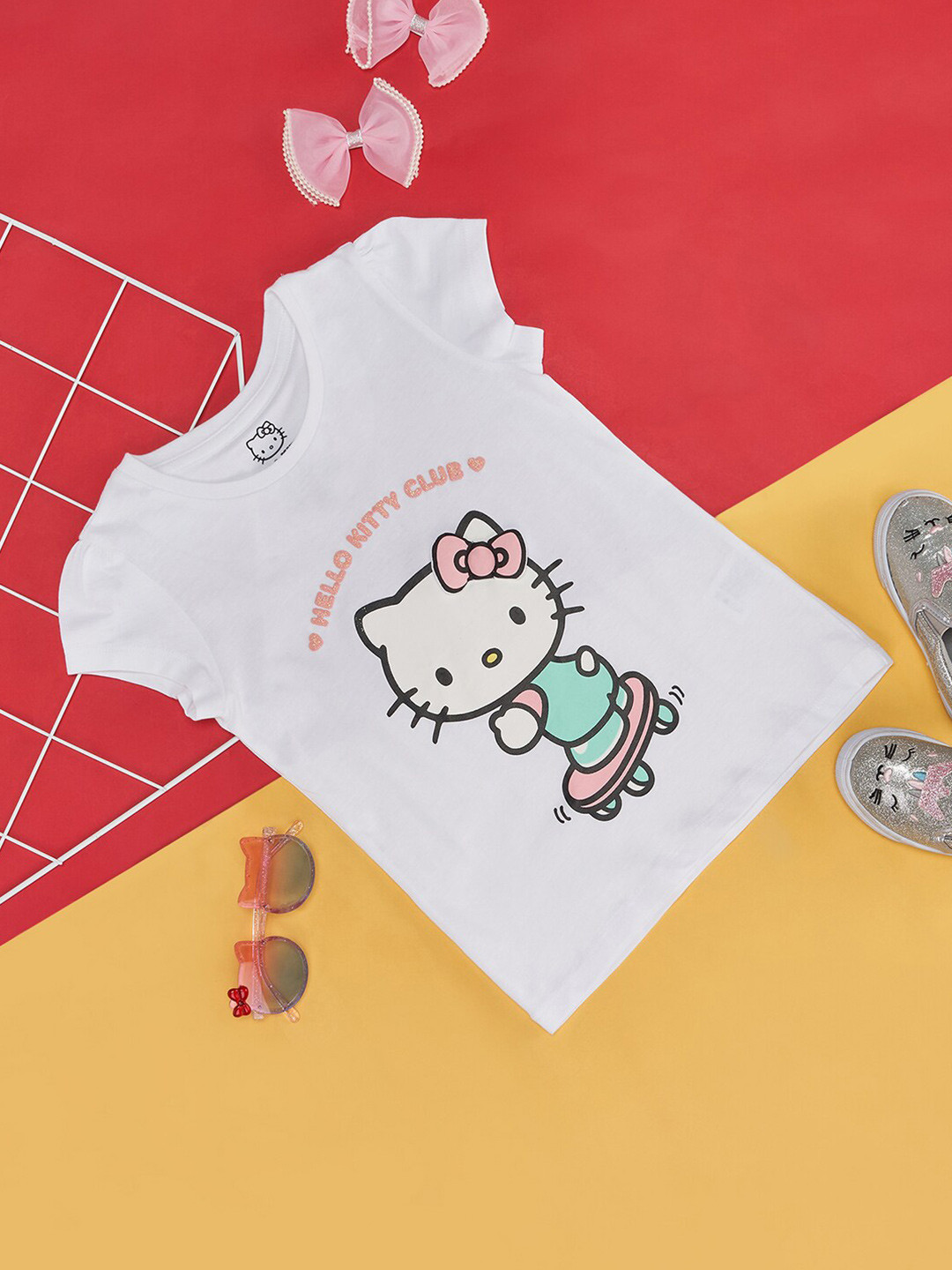 Pantaloons Junior Girls Hello Kitty Printed Pure Cotton T-shirt