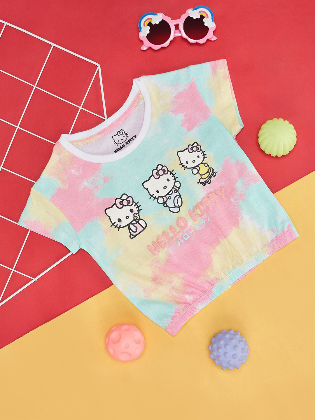 Pantaloons Junior Girls Hello Kitty Graphic Printed Pure Cotton T-shirt
