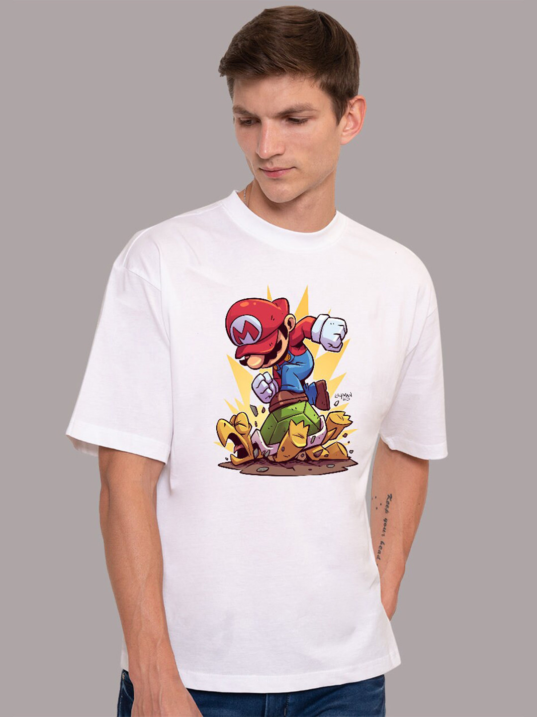 PRONK Super Mario Printed Pure Cotton Oversized T-Shirt