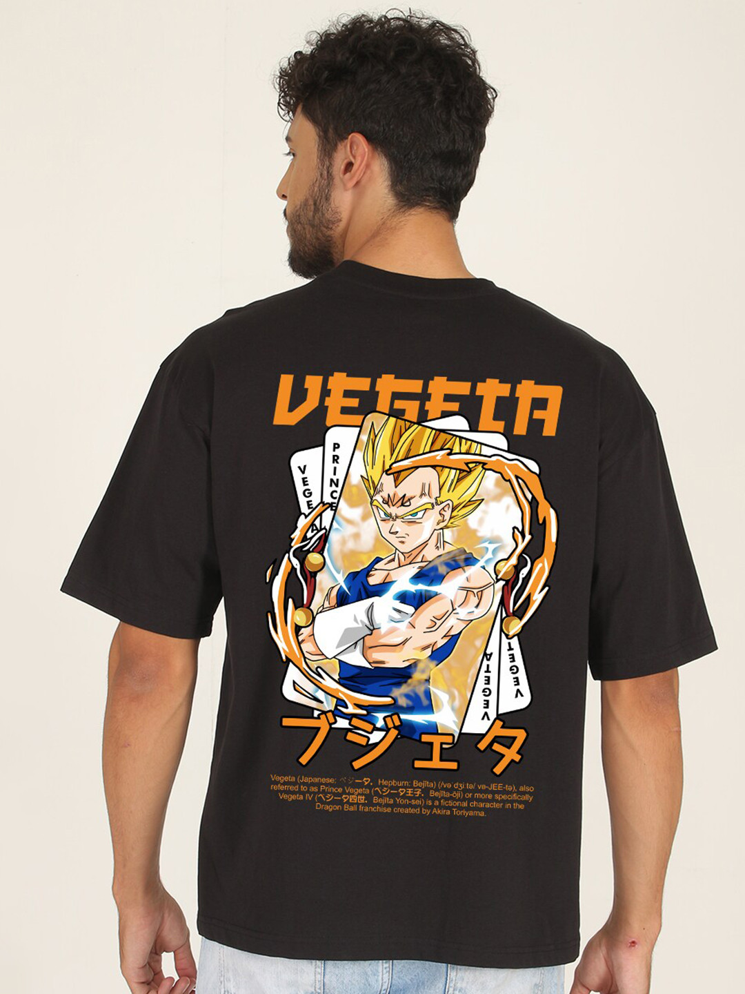 PRONK Prince Vegeta Printed Drop-Shoulder Sleeves Pure Cotton Oversized T-Shirt