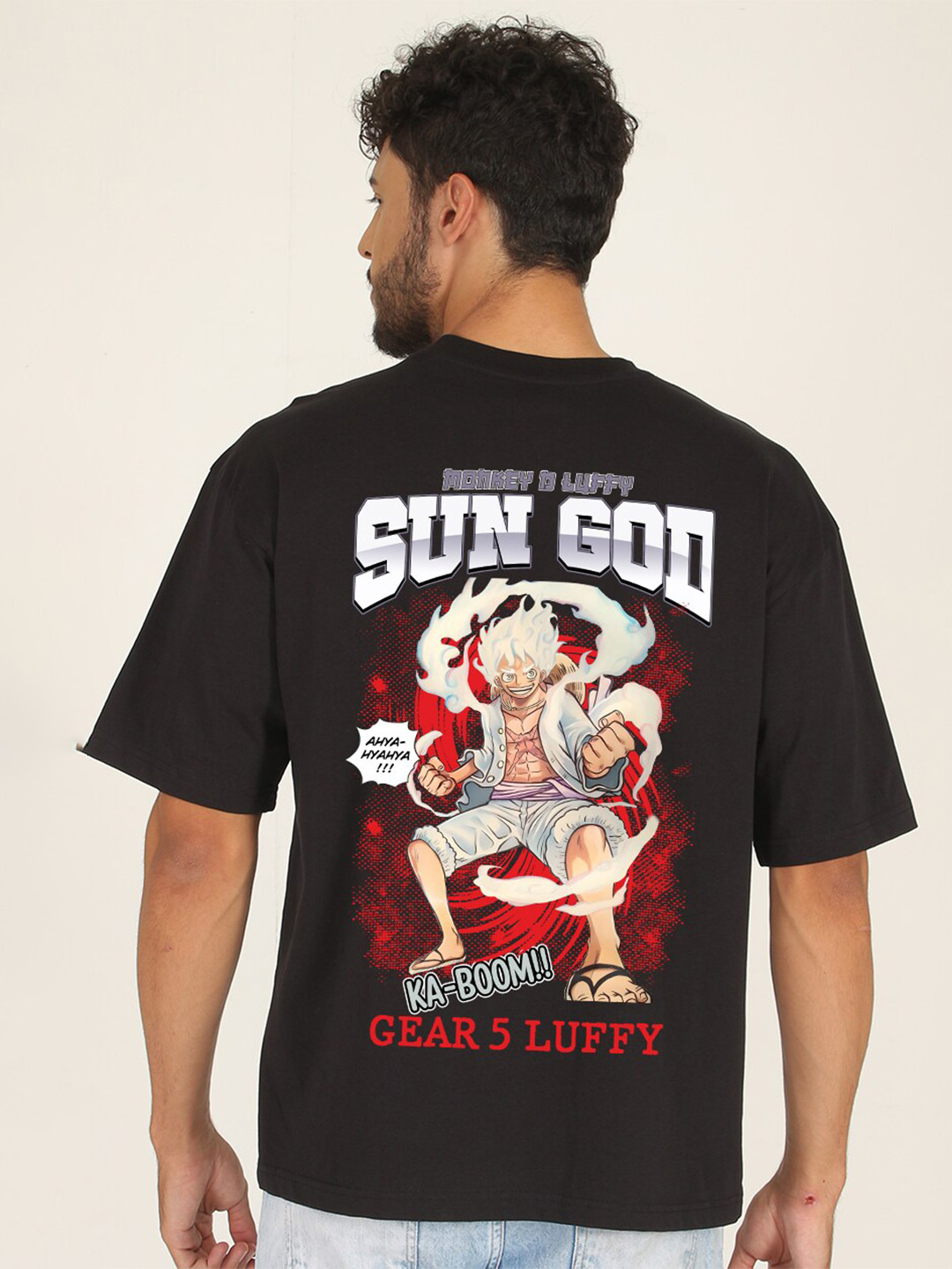 PRONK Luffy Gear 5 Printed Pure Cotton Oversized T-Shirt