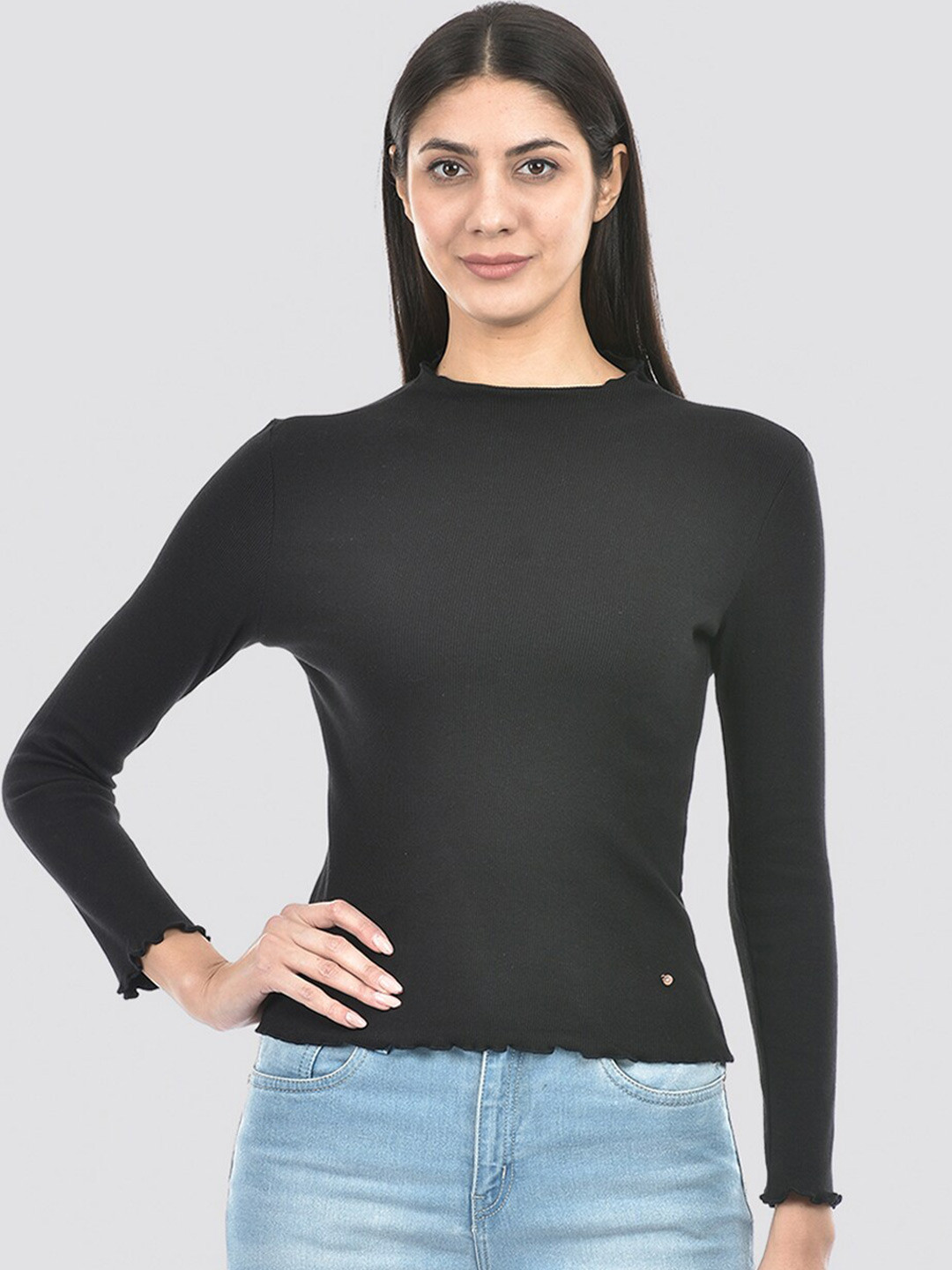 Numero Uno Ribbed High Neck Cotton Top