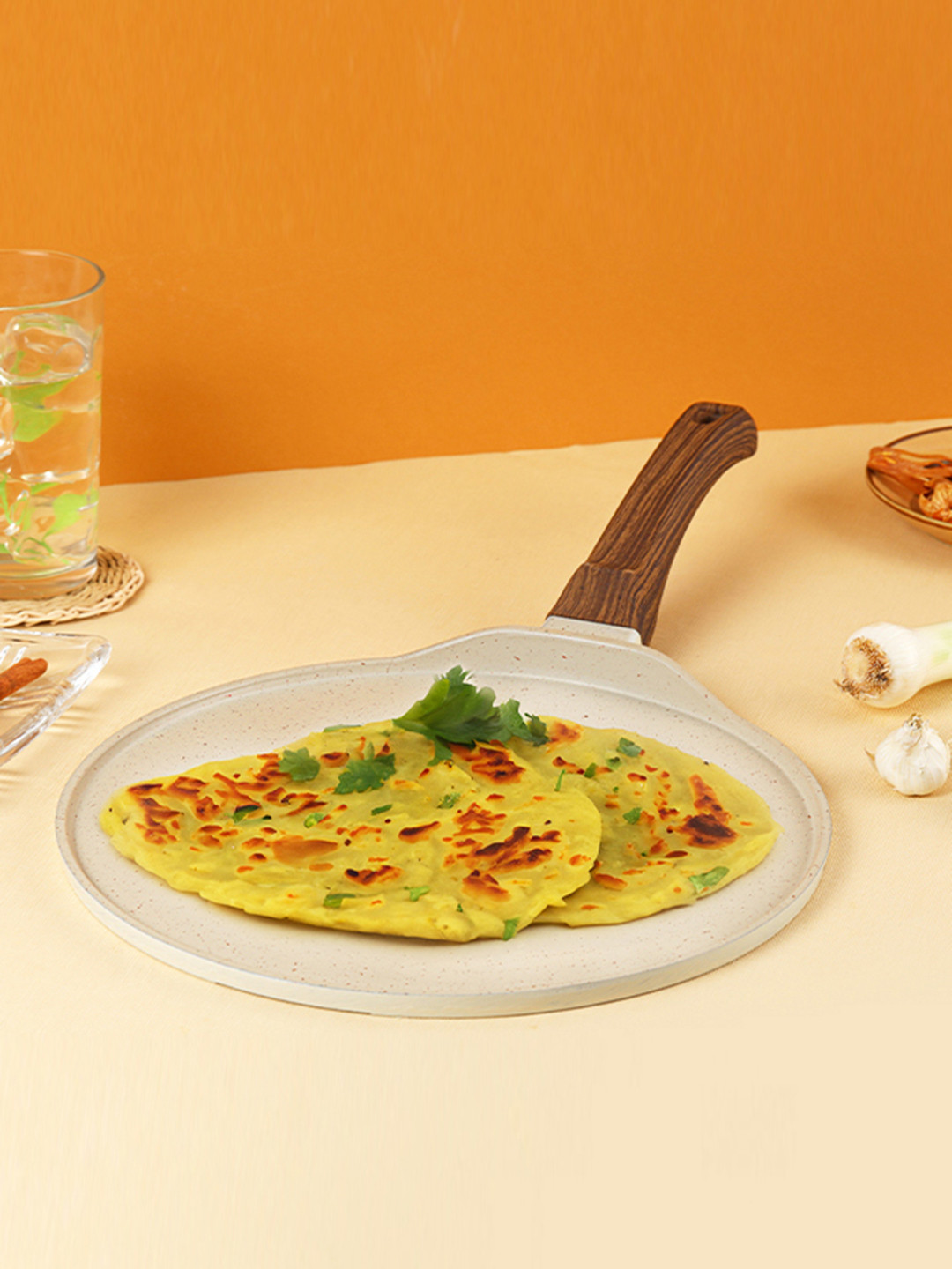 Cello Beige & Brown Aluminium Castello Die Cast Induction Flat Tawa