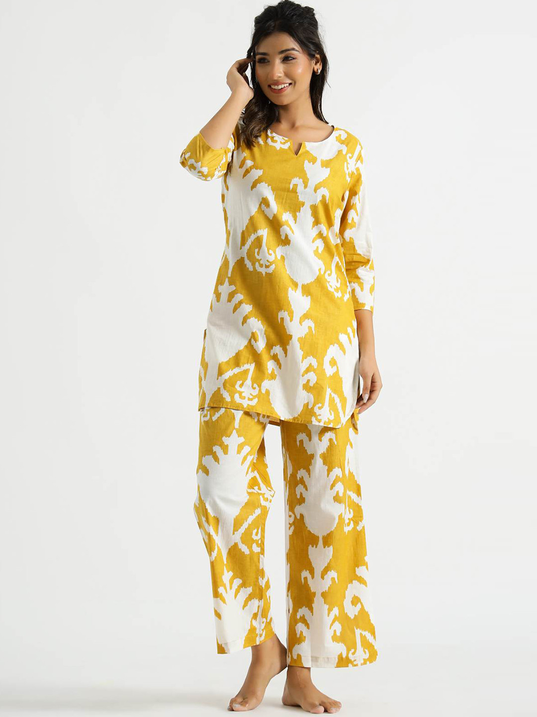 FLAVIA CREATION Printed Pure Cotton Top & Trousers Co-Ords