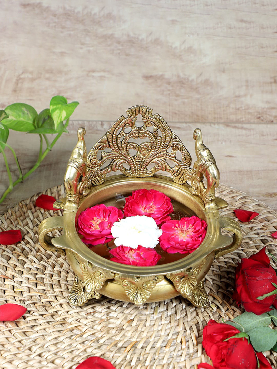 Two Moustaches Yellow Brass Decorative Bowl