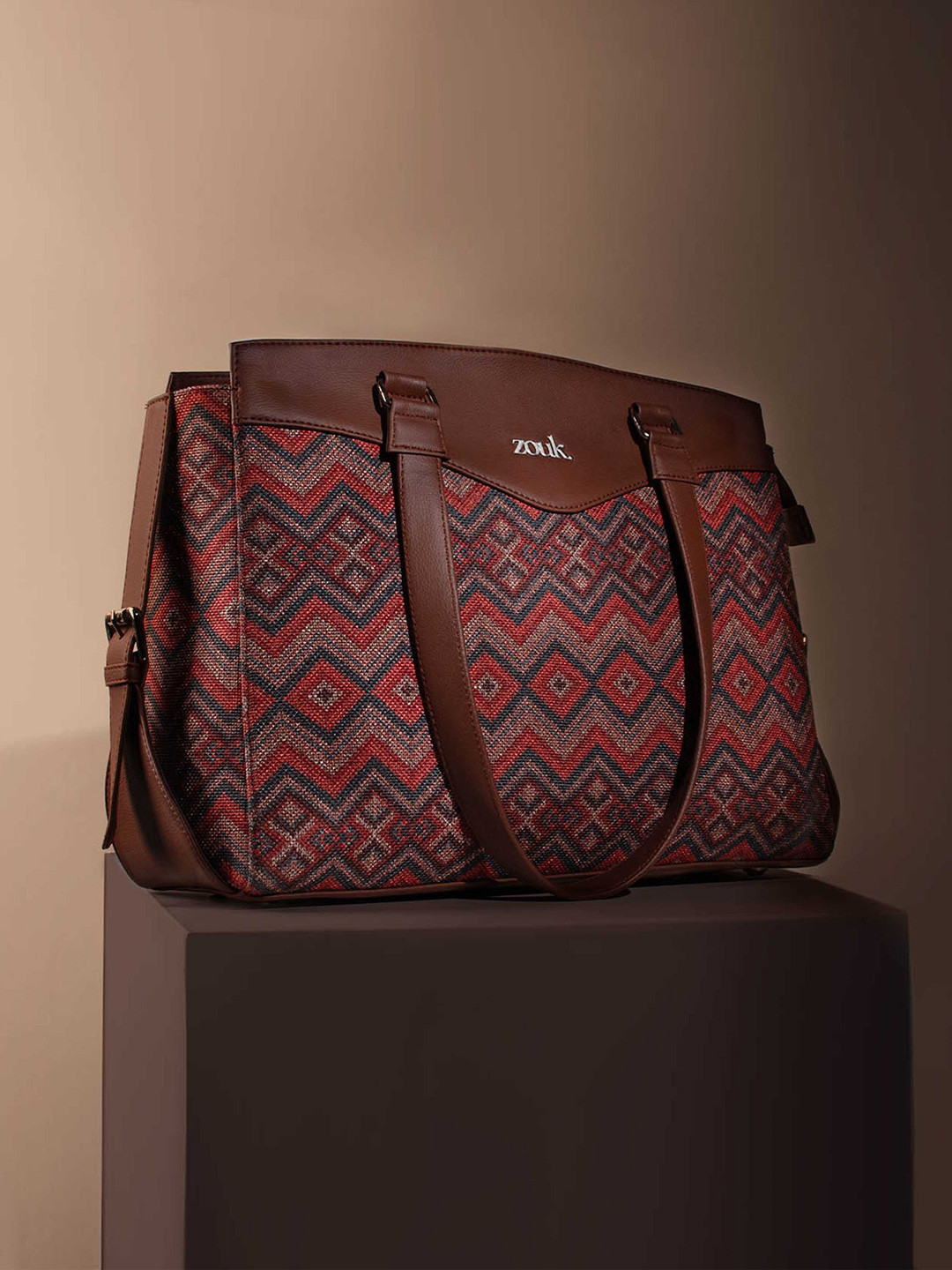 ZOUK Gwalior Ethnic Motifs Woven Design Structured Shoulder Bag