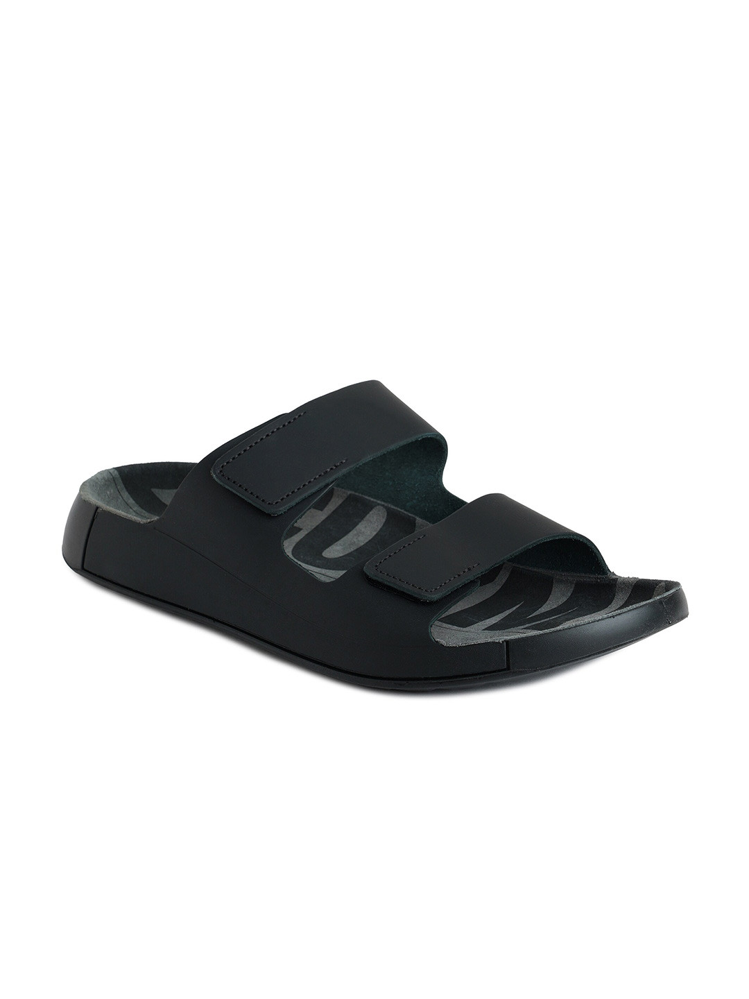 ECCO Mens Cozmo Black Leather Regular Slide Sandals