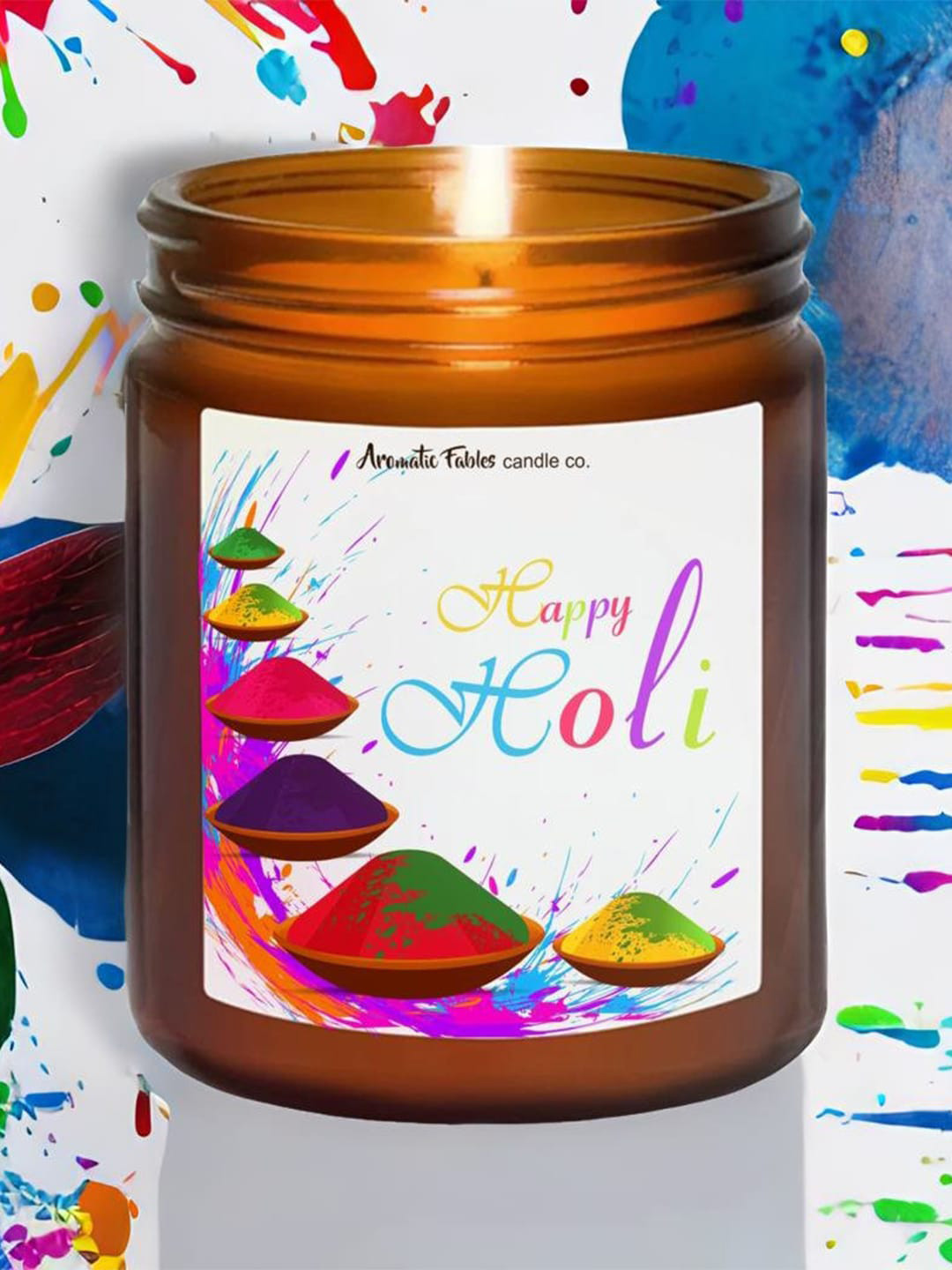 Aromatic Fables Citrus Splash Holi Scented 1 Wick Solid Round Regular Jar Candles