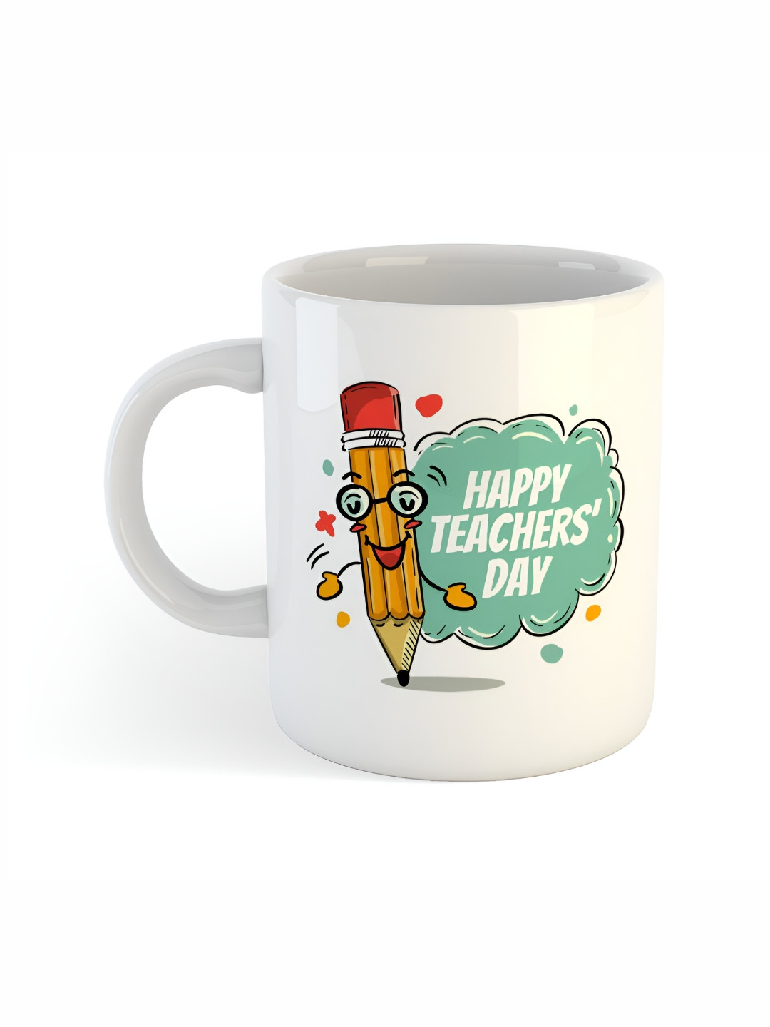 ARTBUG White & Green Printed Ceramic Glossy Mugs
