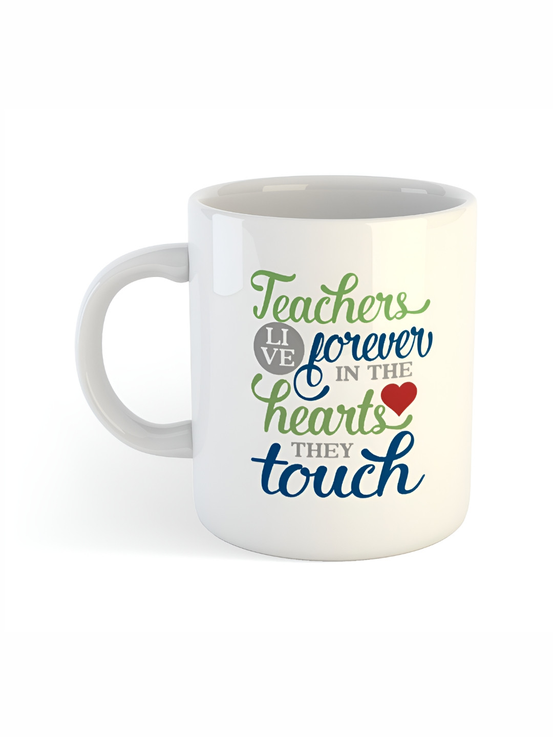 ARTBUG White &  Green Printed Ceramic Glossy Mugs