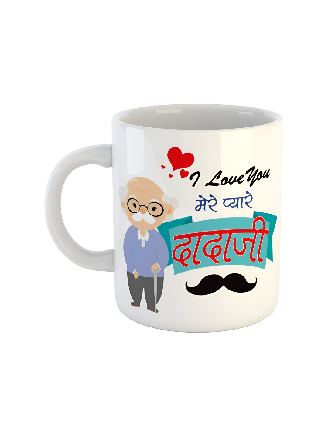 ARTBUG Fathers Day Lion And Cub White Typography Ceramic Handmade Mug-350ml