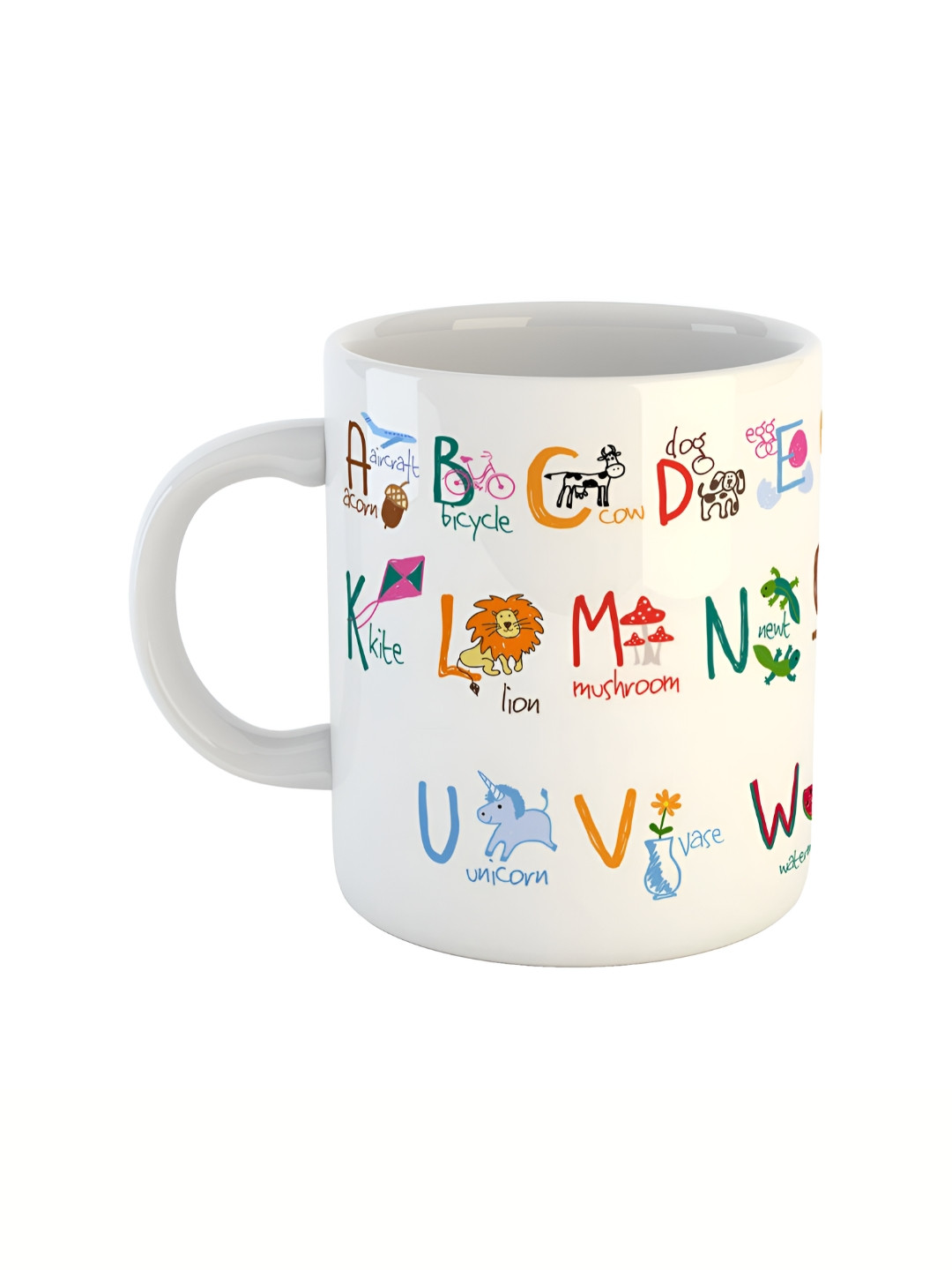 ARTBUG White Alphabets Printed Ceramic Glossy Mug 350ml