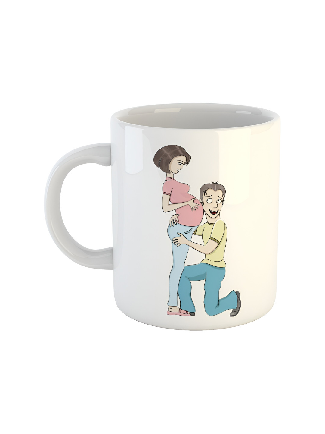 ARTBUG White & Pink Graphic Printed Ceramic Glossy Mug 350 ml