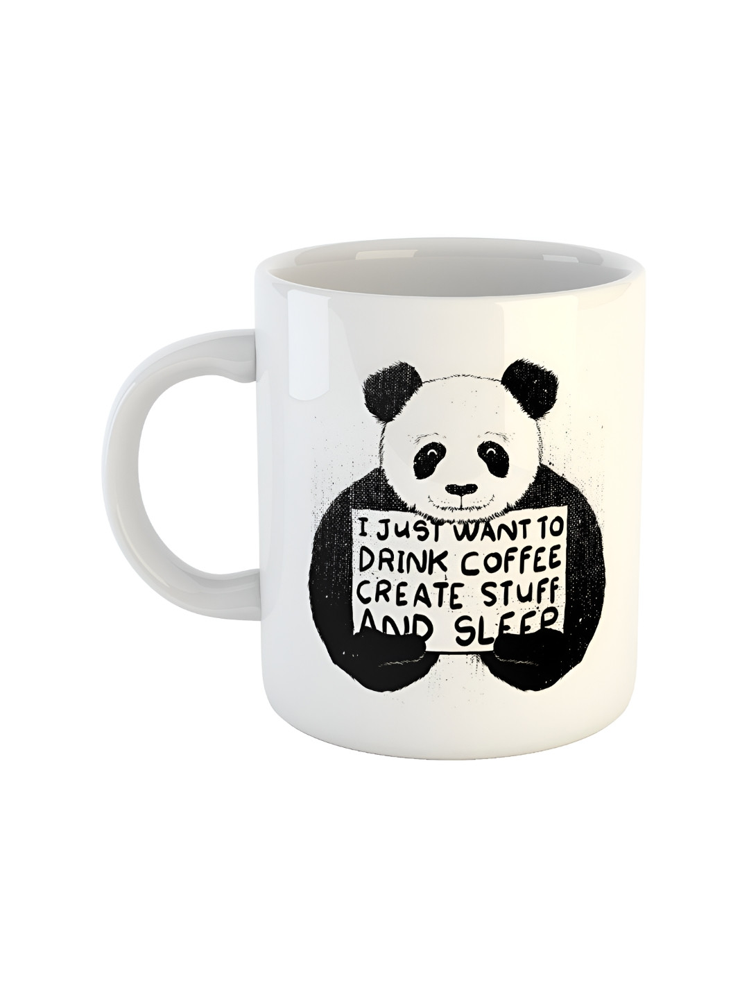 ARTBUG White & Black Typographic Printed Ceramic Glossy Mug 350 ml