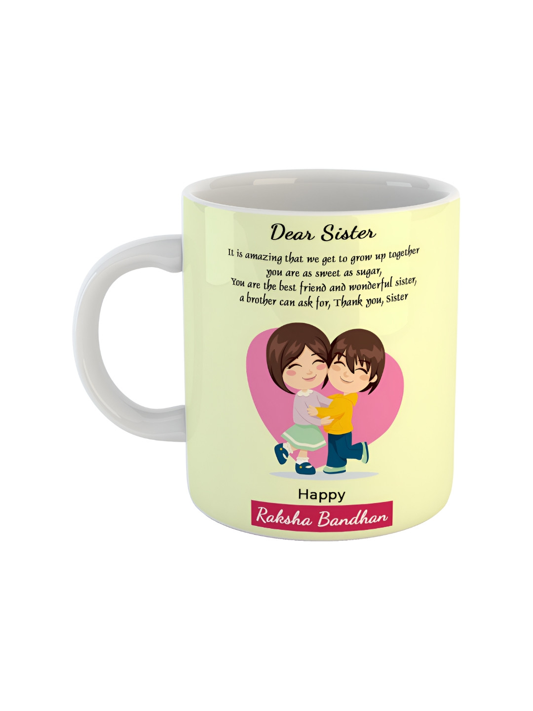 ARTBUG Valentine Day Yellow Typography Ceramic Microwave Safe Mug-350ml