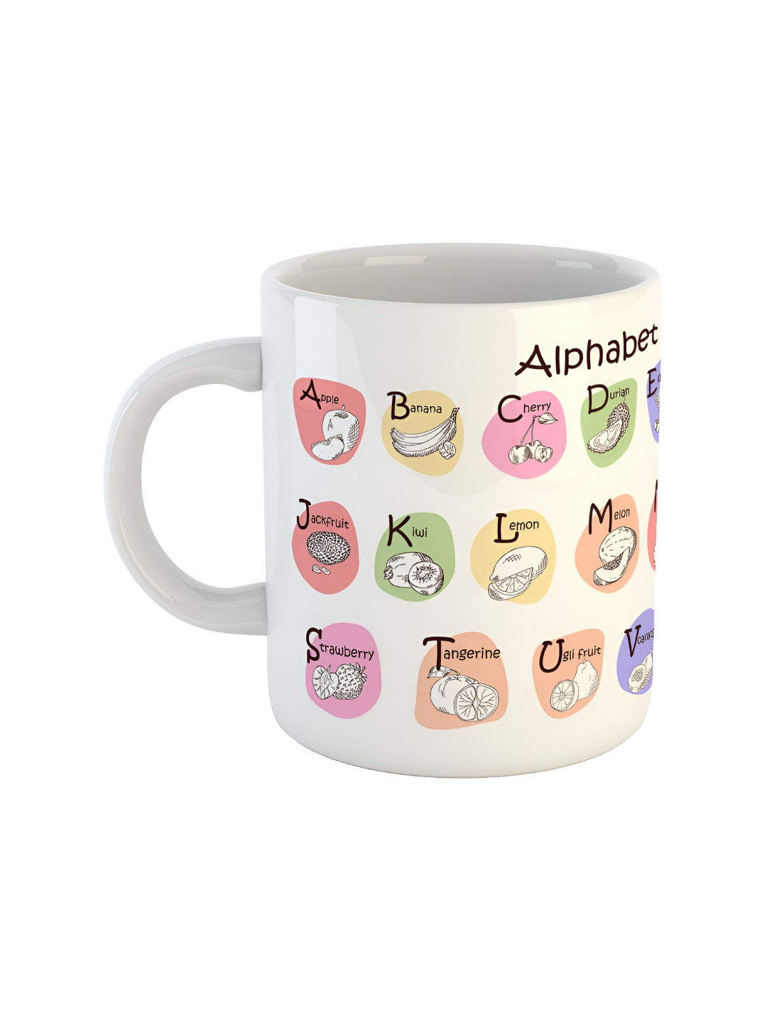 ARTBUG White & Black Alphabets Printed Ceramic Glossy Mug 350ml