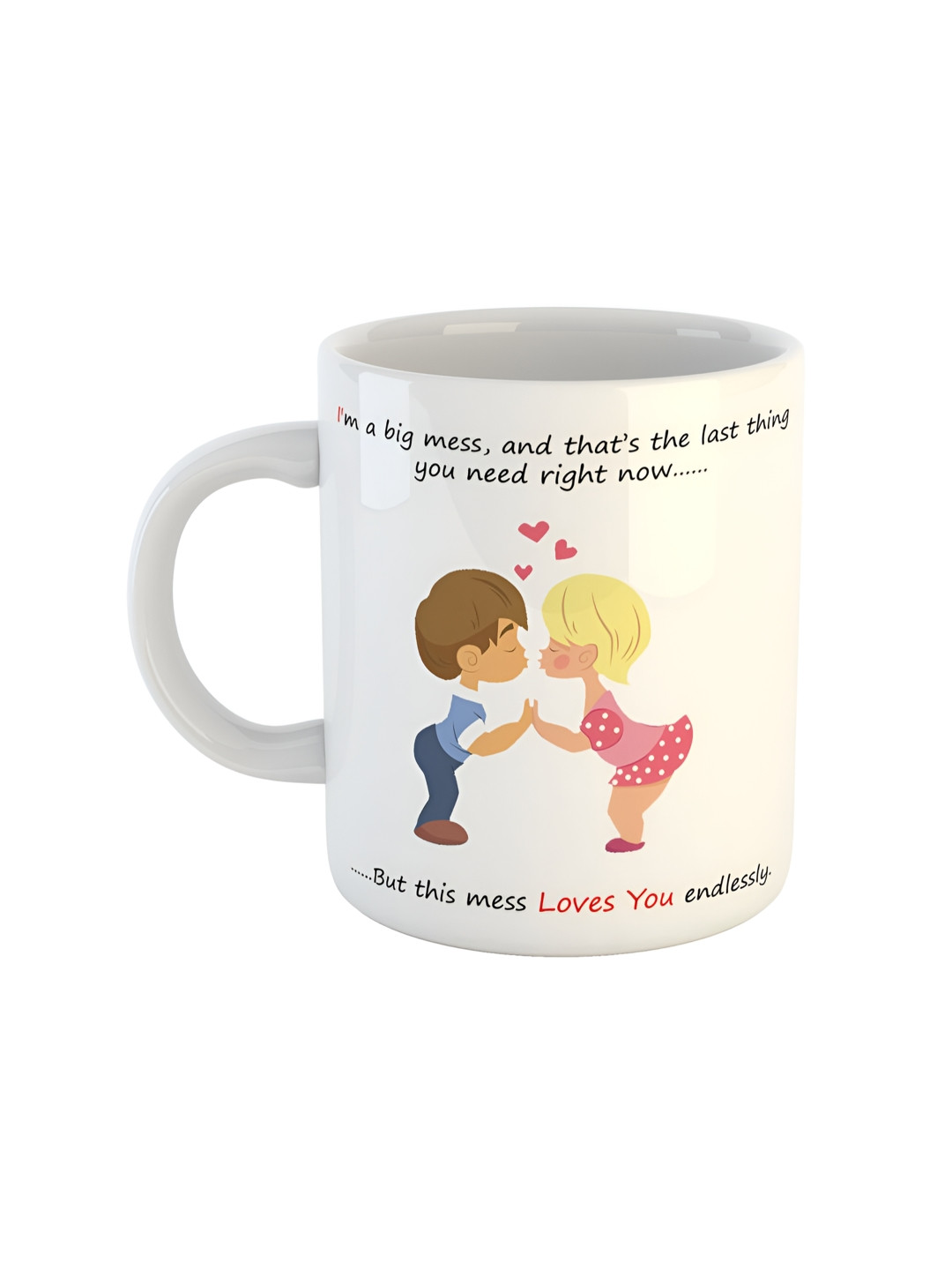 ARTBUG Ajit Name Personalised White Typography Ceramic Handmade Mug-350ml